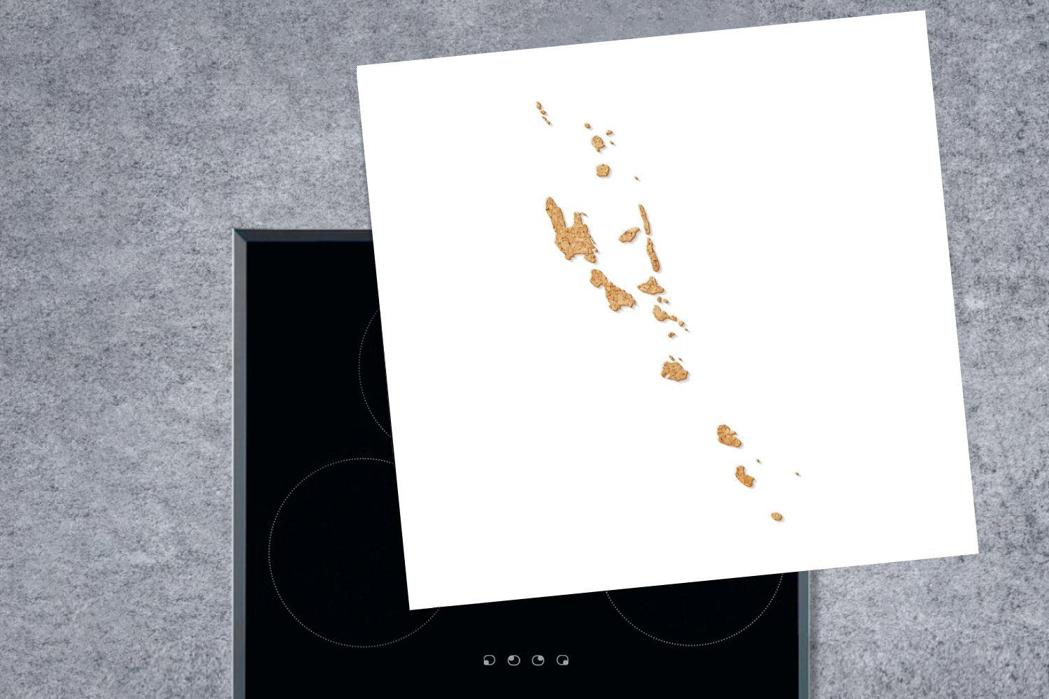 Vinyl, Eine cm, küche Vanuatu tlg), Ceranfeldabdeckung, in für Herdblende-/Abdeckplatte Illustration Kork, Arbeitsplatte MuchoWow 78x78 von (1