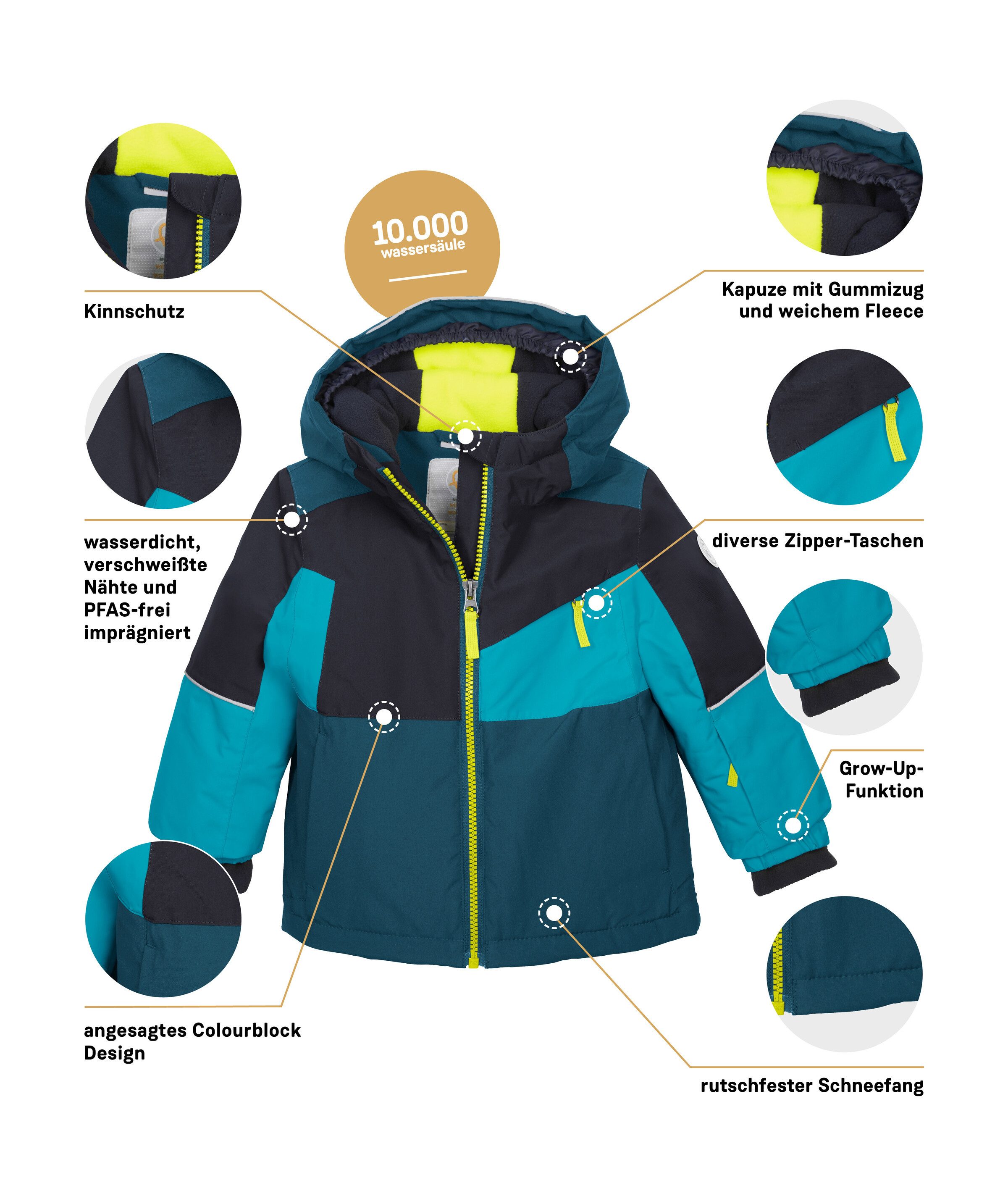 first instinct by killtec Skijacke FISW 42 MNS SKI JCKT Funktionsjacke: wasserdicht, Colourblock, Ärmel verlängerbar