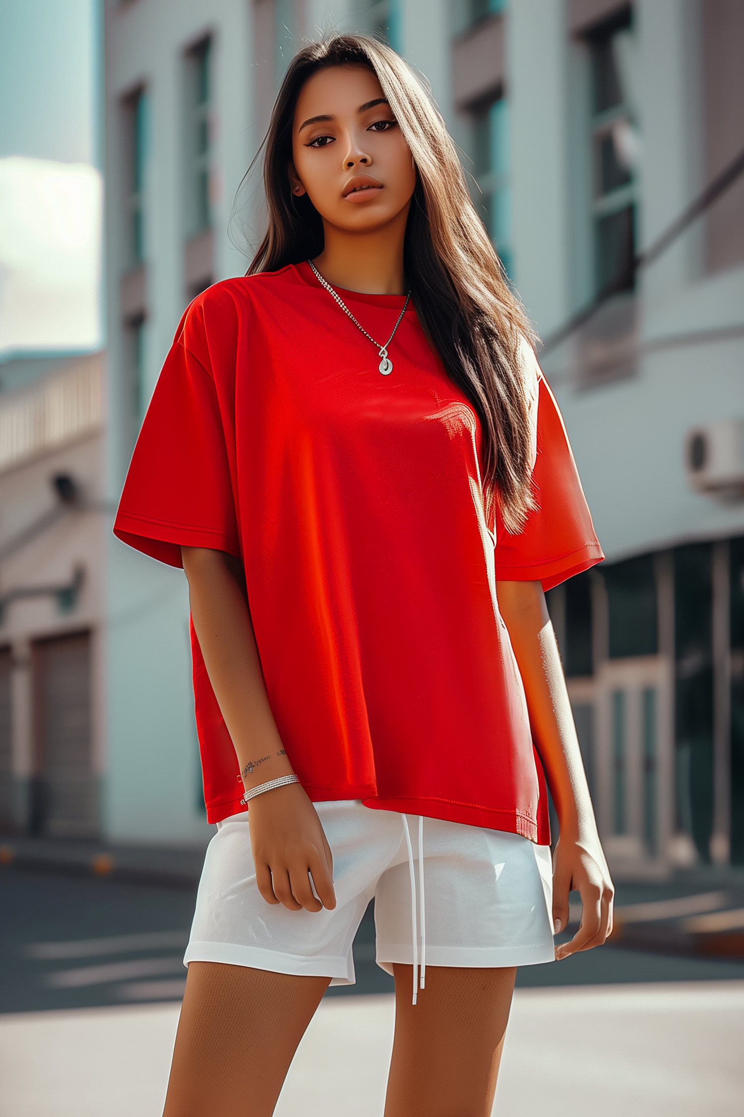Oversize-Shirt Damen Relaxed Fit T-Shirt 100% Baumwolle 24RSW058