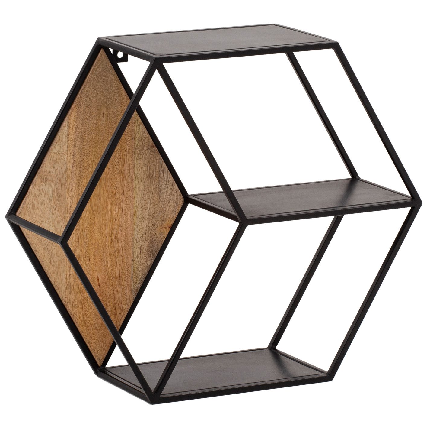 moebelfaktor Wandregal Borkenes, Mango Massivholz, Breite 60 cm, schwarz, Wandboard, Industrial