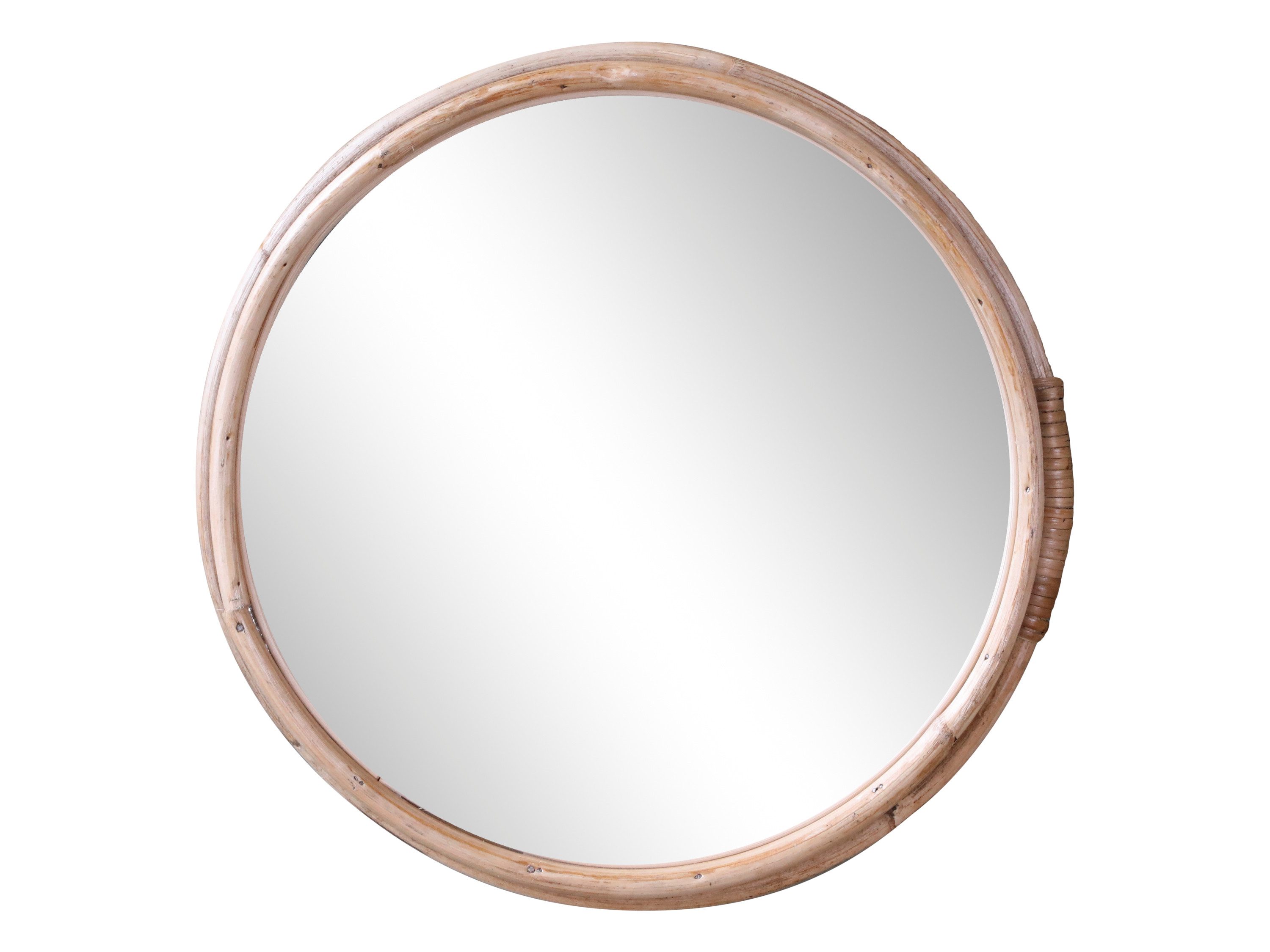 Chic Antique Зеркало Runder Wandspiegel mit Bambusrahmen Ø33 cm, Rahmen aus Bambus