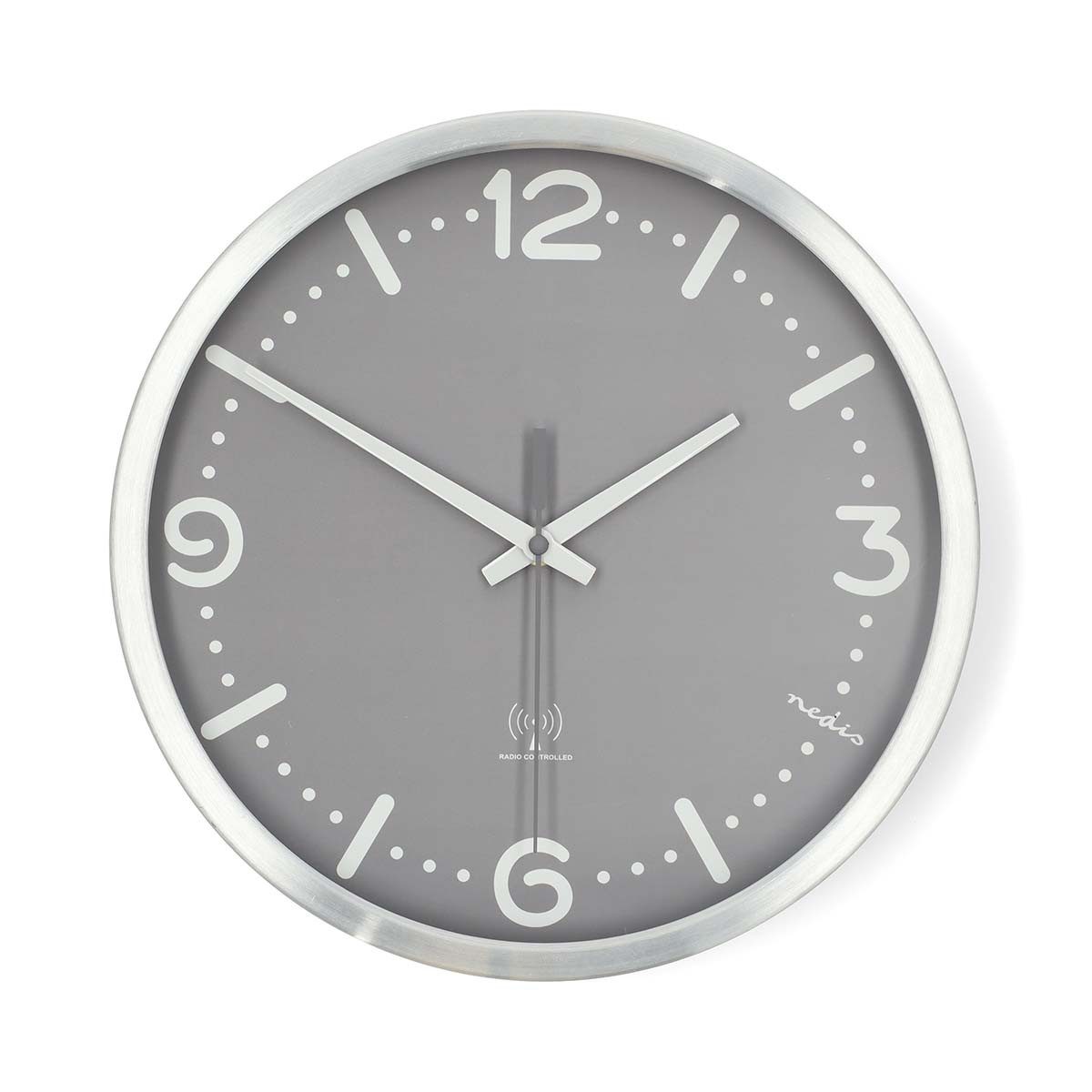 Nedis Wanduhr CLWA7226SS (DCF-Funksignal, automatische Zeiteinstellung, gute Ablesbarkeit)