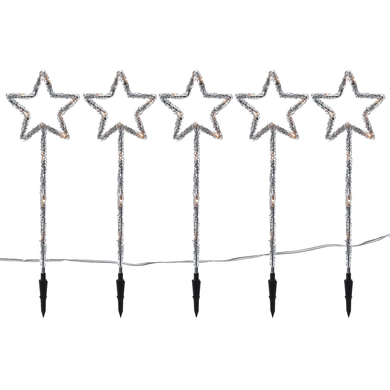 MARELIDA LED-Stern für außen LED Gartenstecker Acryl Sterne 5 Leuchtsterne Außen Weihnachtsdeko, LED Classic, warmweiß (2100K bis 3000K)
