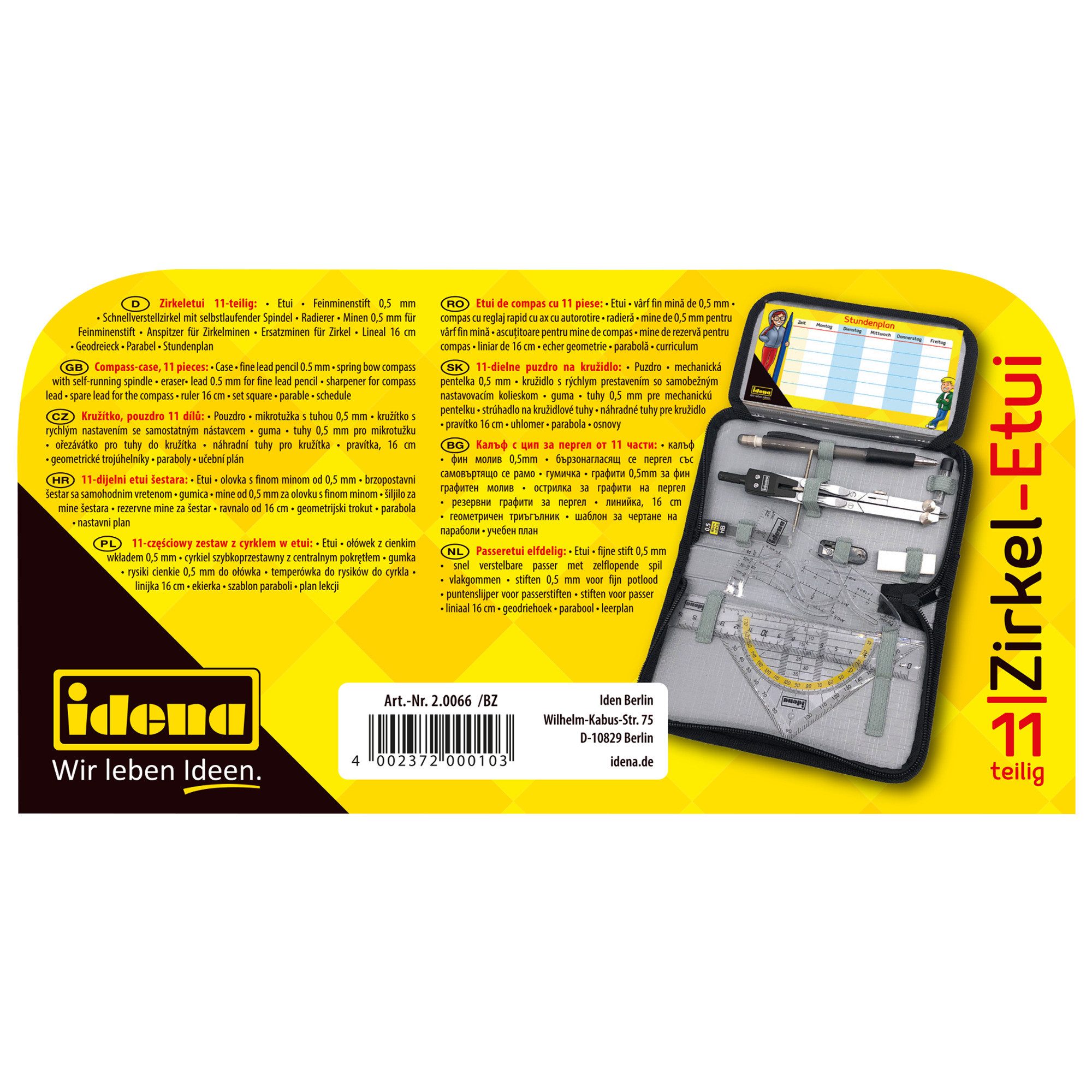 Idena Zirkel Idena Bundle Zirkeletuis 11 Teile 2 Stück