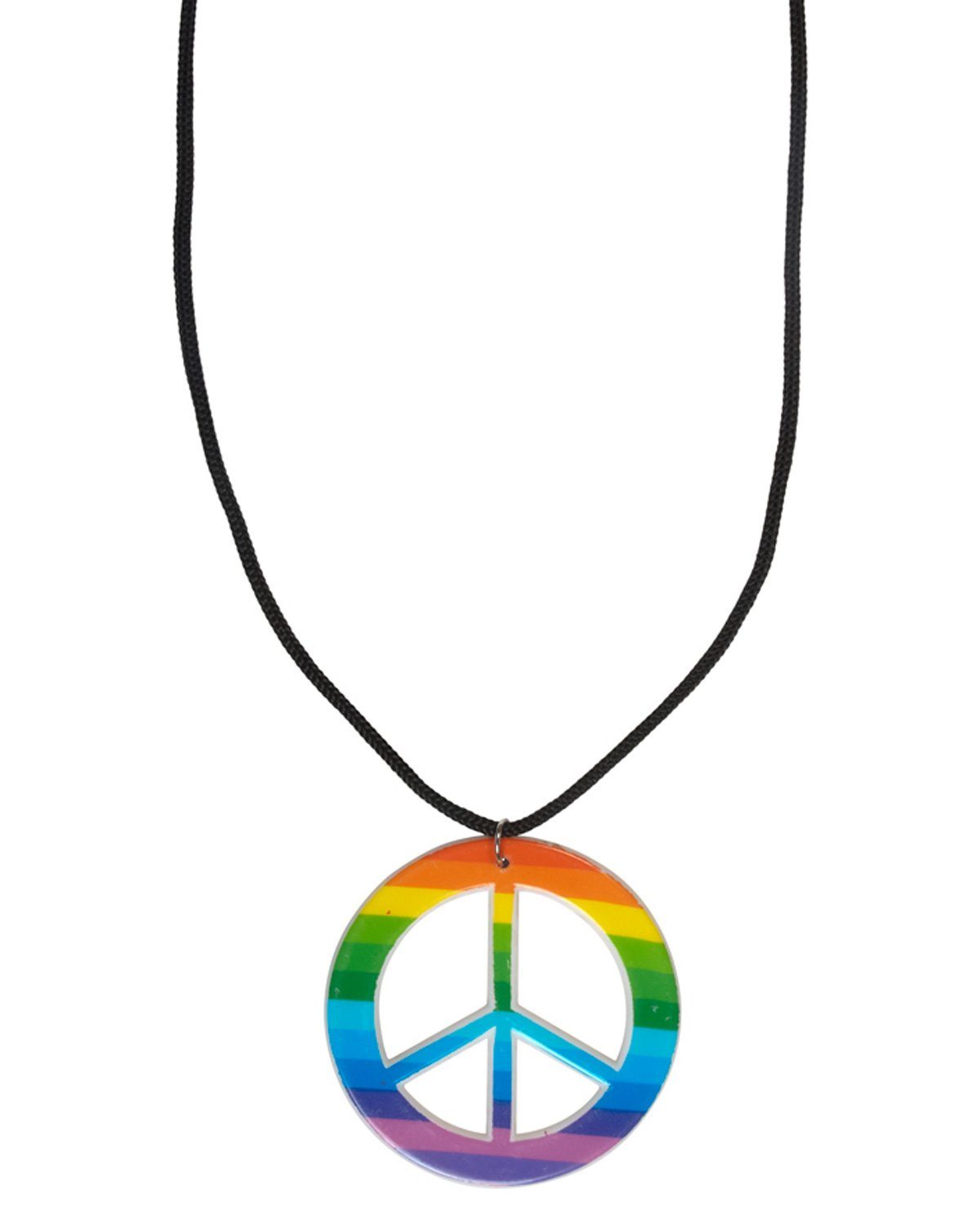 Das Kostümland Kostüm Regenbogen Peace Halskette zum Hippie Kostüm, Mul