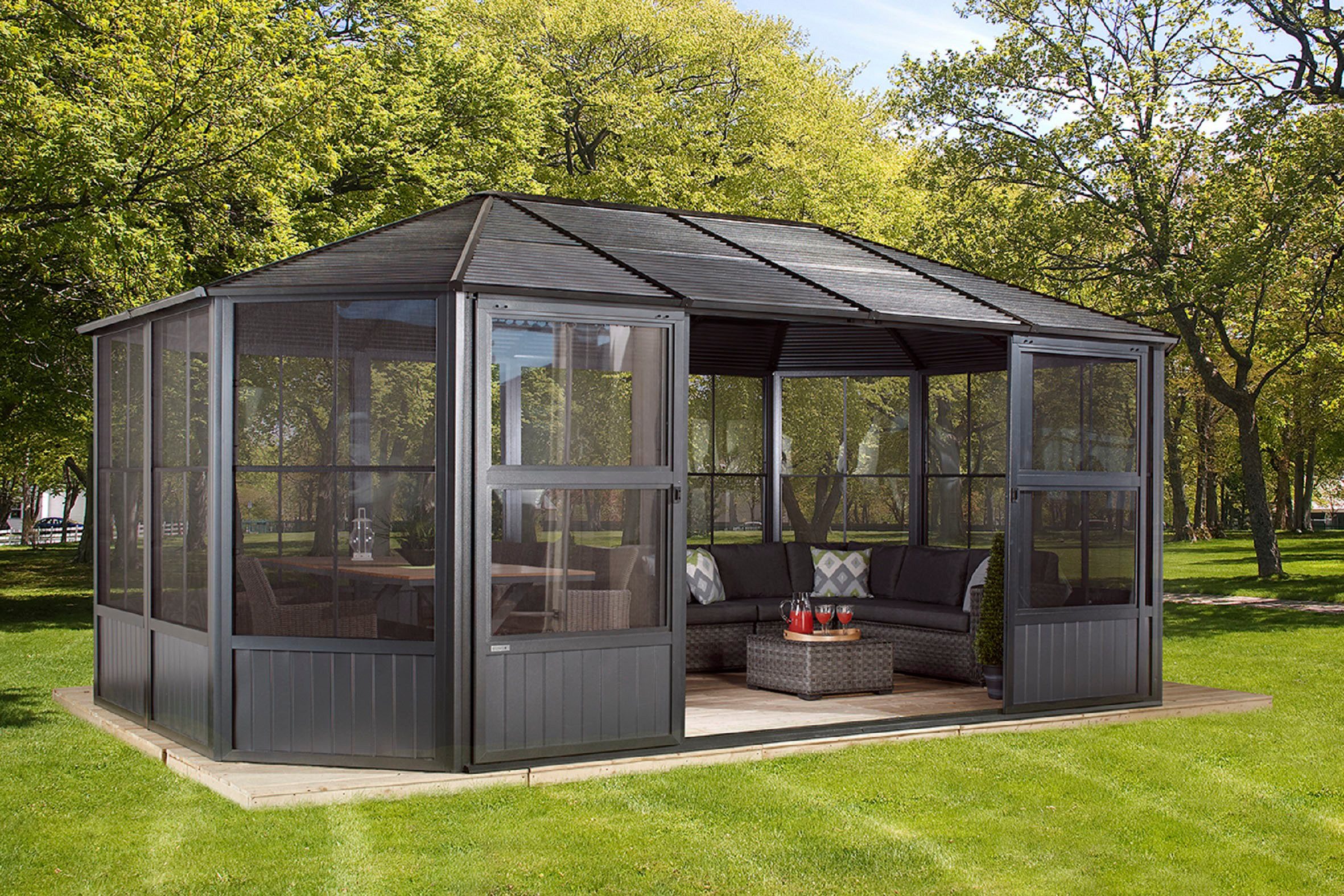 Thumbnail - Sojag Pavillon Charleston, (Set), BxTxH: 594x384x281 cm, inkl. Westmann Heizstrahler und Moskitonetz