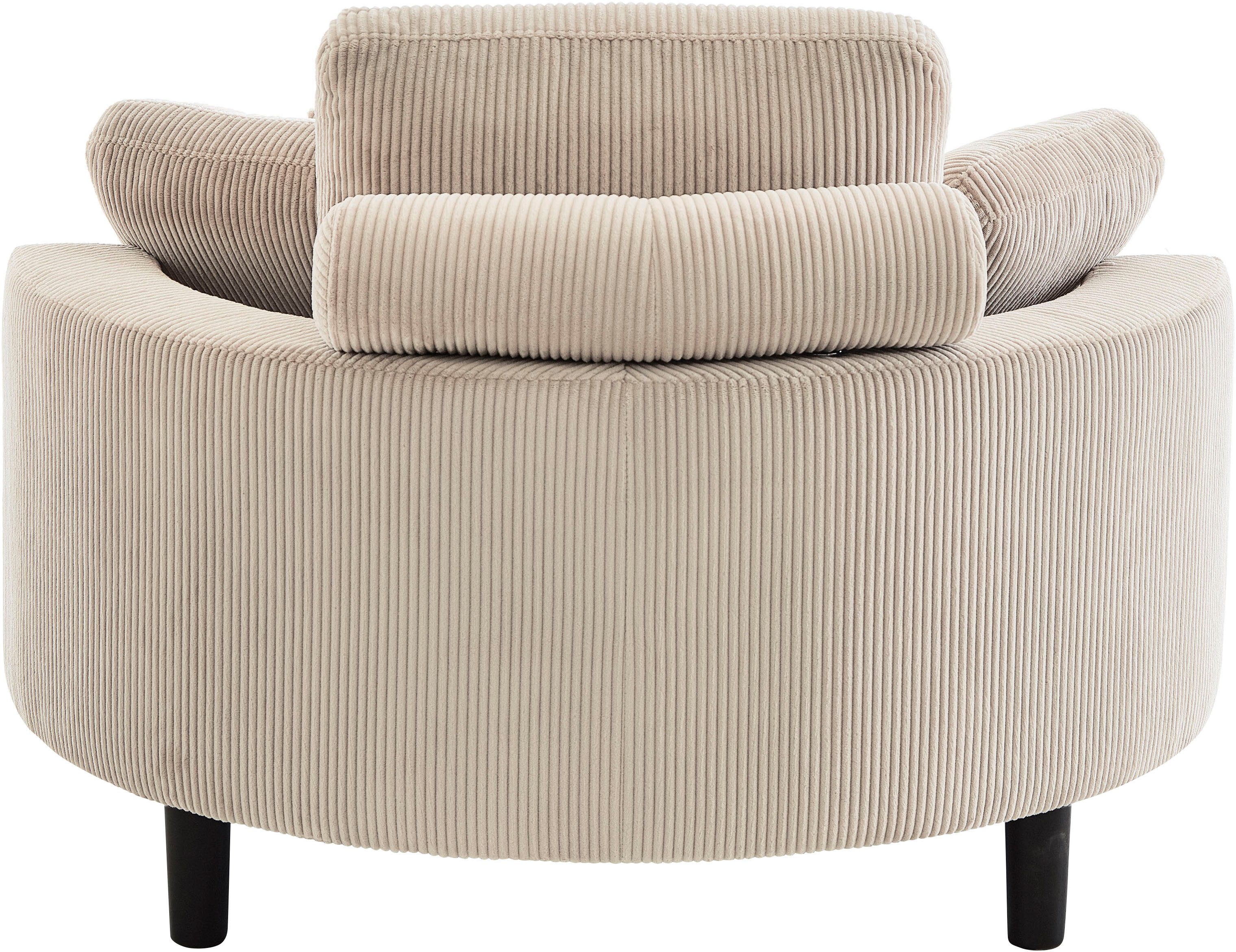ATLANTIC home collection Loveseat Ravi, B: 114 cm, XXL- Sessel, mit Stauraumhocker, Rückenstütze & 4 Zierkissen