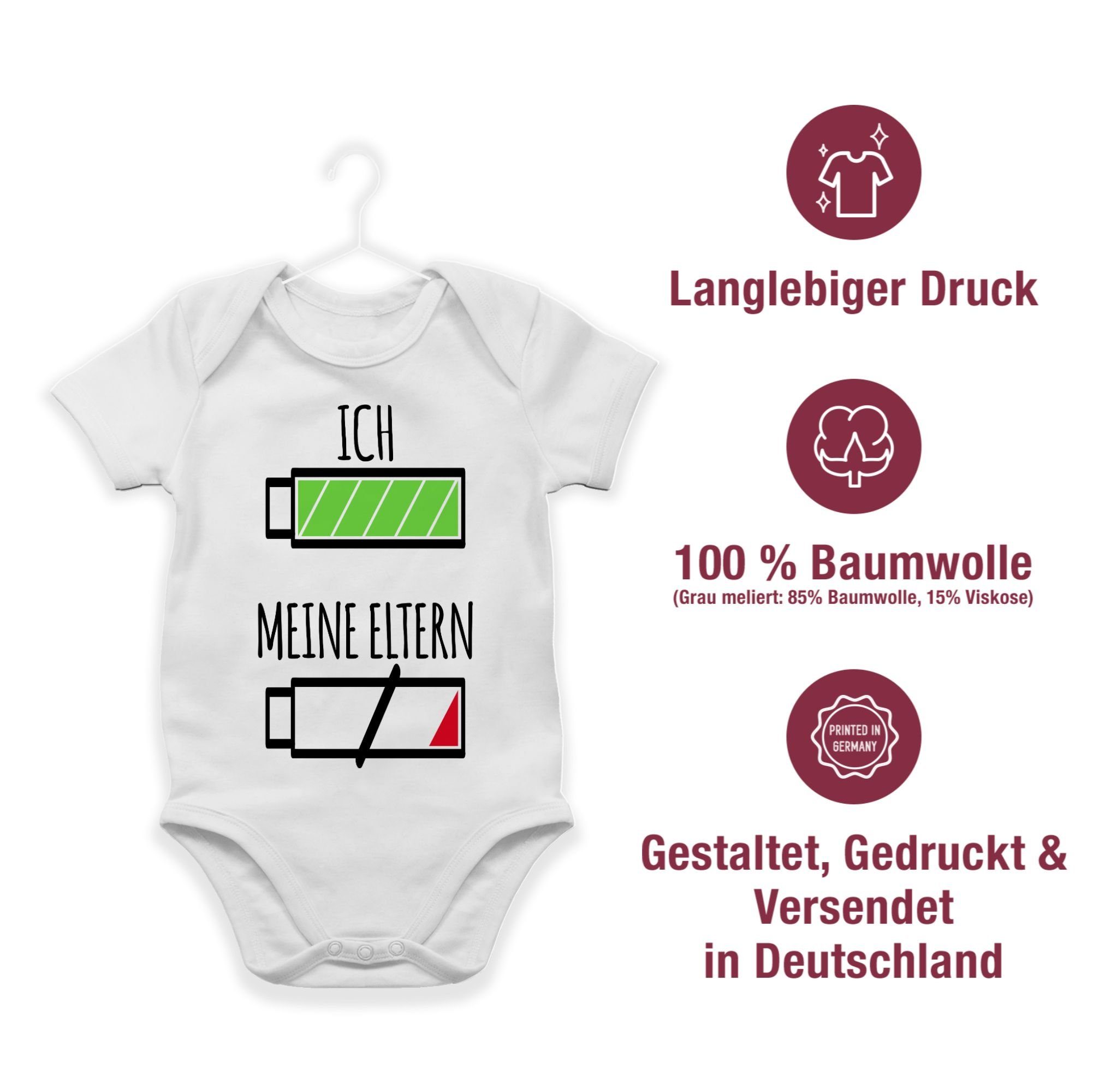 Shirtracer Weiß Junge Strampler Mädchen & 1 Baby Eltern Batterie Ich Shirtbody und meine