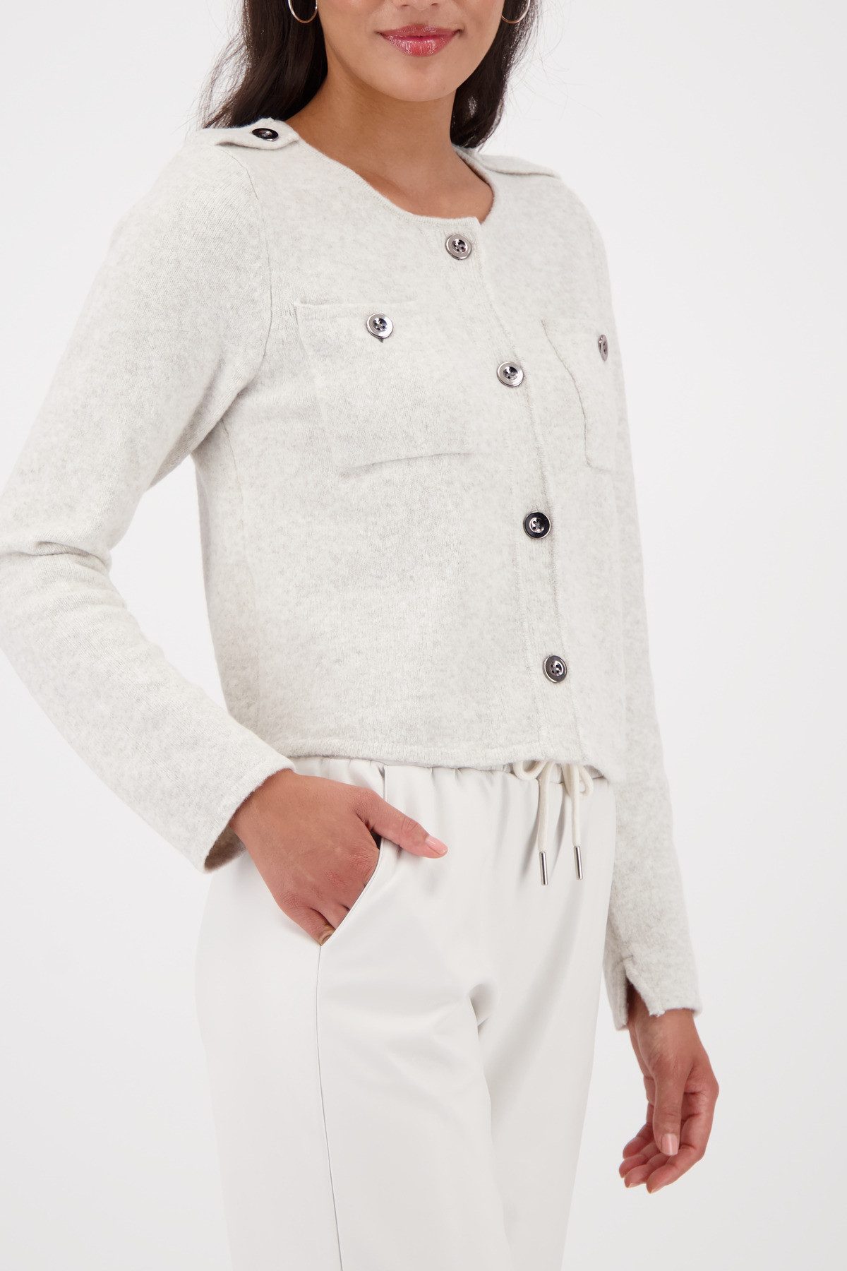 Monari Strickjacke Jacke Strickjacke Tasche Regular fit, mit Rundhalsausschnitt