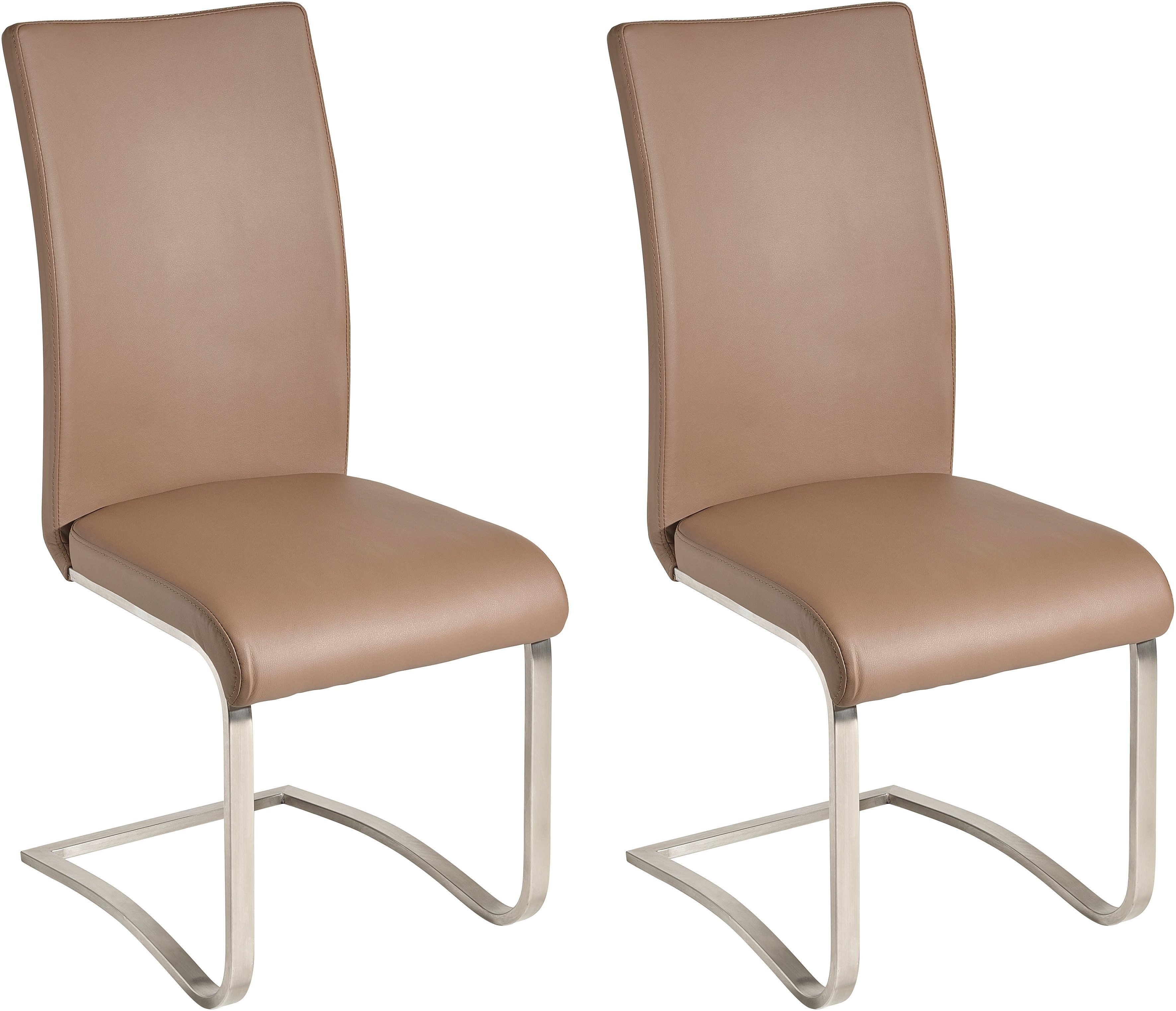 mit Echtlederbezug, Cappuccino bis 2 furniture Cappuccino 130 MCA belastbar Freischwinger Arco St), | Stuhl (Set, Kg