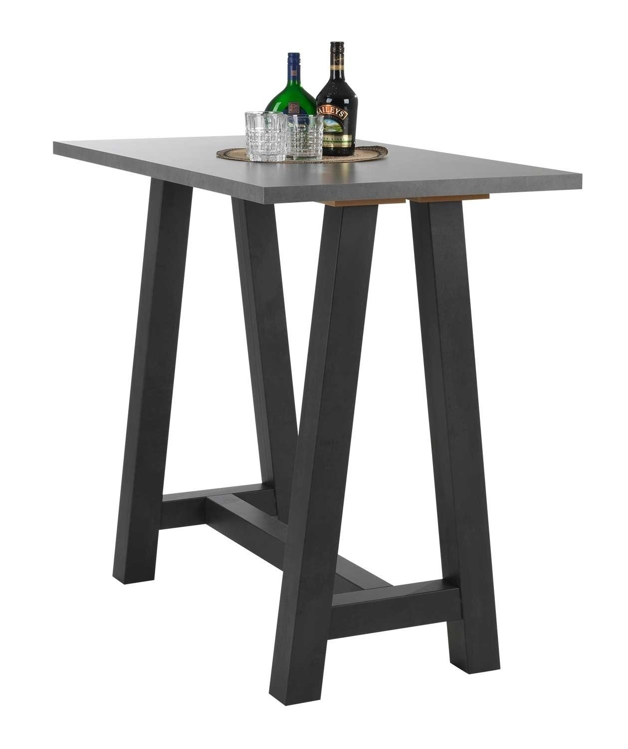 Mäusbacher Bartisch SYSTEM, 120 x 70 cm, Graphit Dekor, Schwarzstahl Dekor