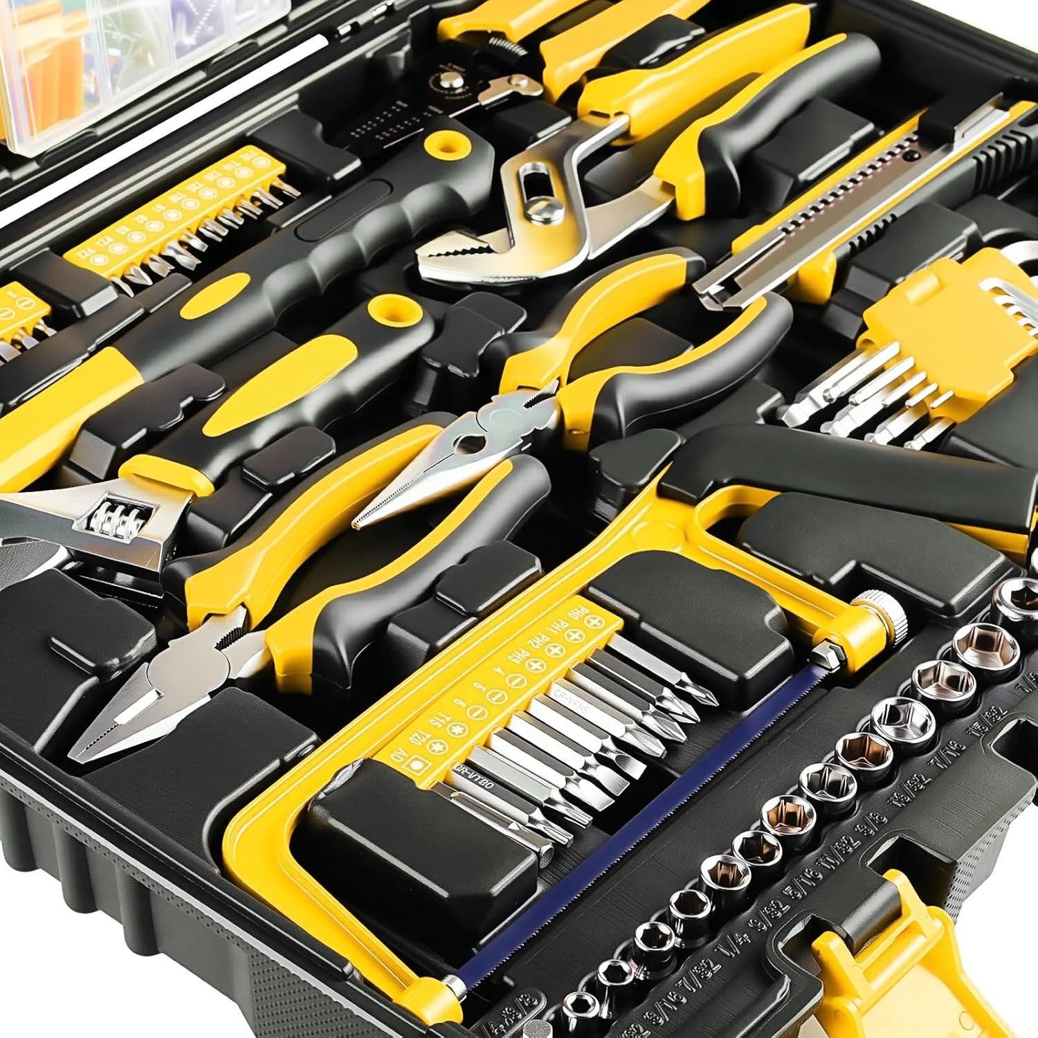 TLGREEN Werkzeugset Haushaltskoffer, (198-teiliger Werkzeugkasten, Handwerkzeug-Set,Ratschen-Steckschlüssel-Werkzeug-Set, 198-tlg., Schraubendreher-Set, Heim-Werkzeugkasten, Auto-Reparatur-Werkzeug), Universeller Kompletter Tragbarer Werkzeugkasten