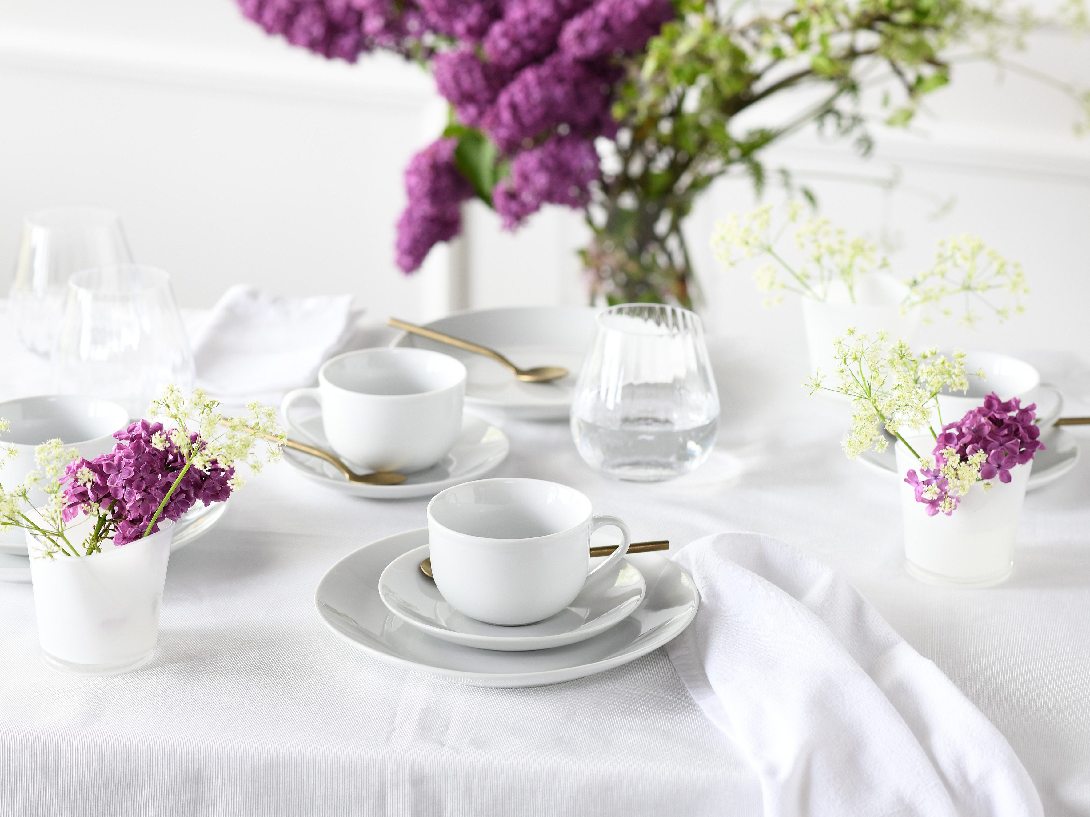 CreaTable Kombiservice Geschirr-Set Luna (80-tlg), 8 Personen, Porzellan, Service, weiß, Großzusammenstellung, 80 Teile, für 8 Personen