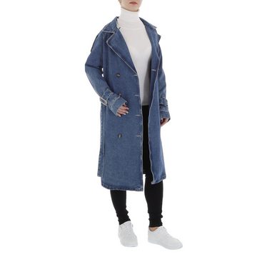 Ital-Design Trenchcoat Damen Elegant (86099110) Used-Look Trenchcoat in Blau