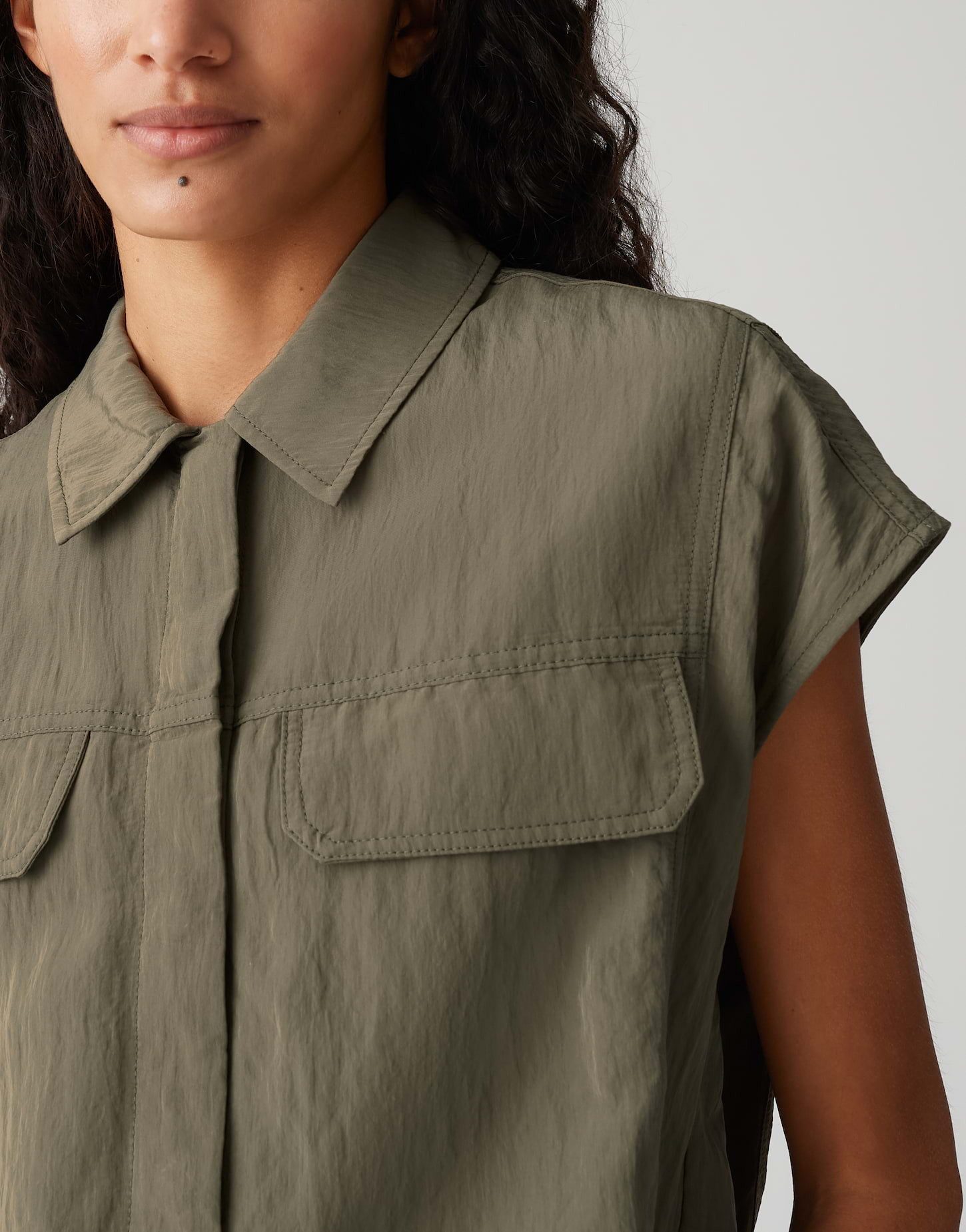 OPUS Kurzarmbluse FROPI Regular mit Utility Details