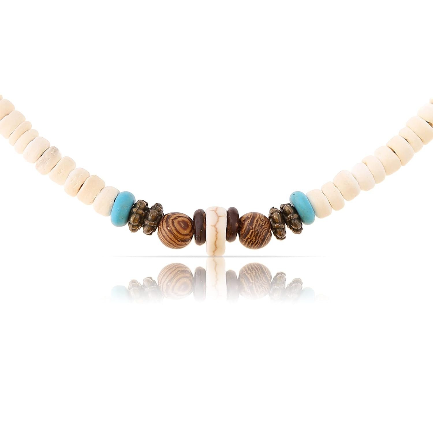 Made by Nami Perlenkette Surfer Halskette mit echten Kokosnussperlen, Herren Damen Strand Schmuck Wasserfest