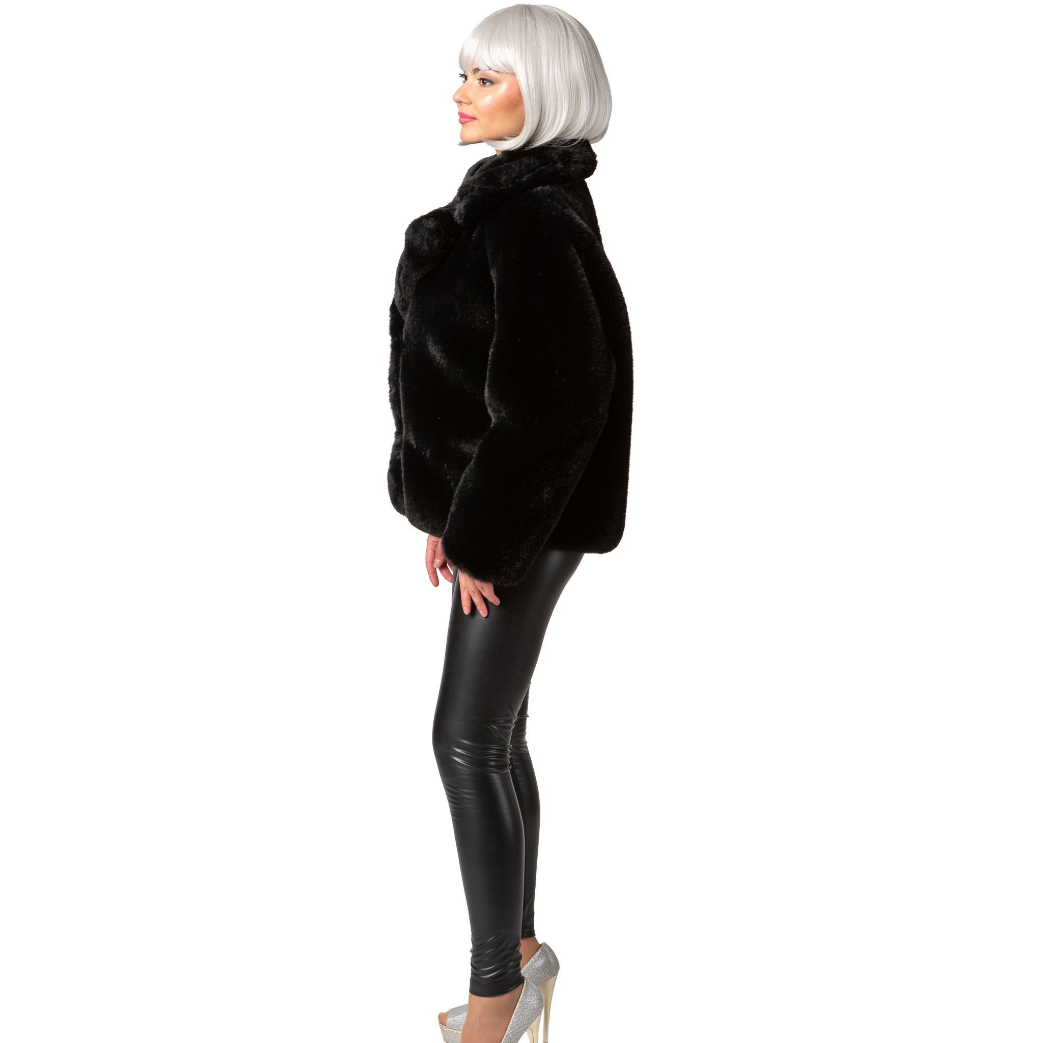 Orlob Kostüm Plüschjacke Schwarz Retro Damen günstig online kaufen