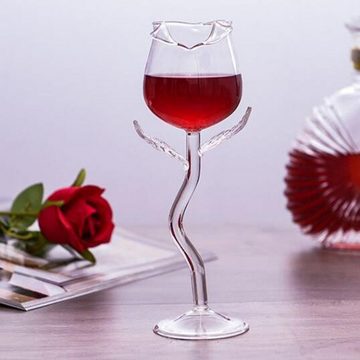 Popubear Rotweinglas Weinglas transparent Rosenform -Goblet -Tasse für Zuhause, Fallfestigkeit