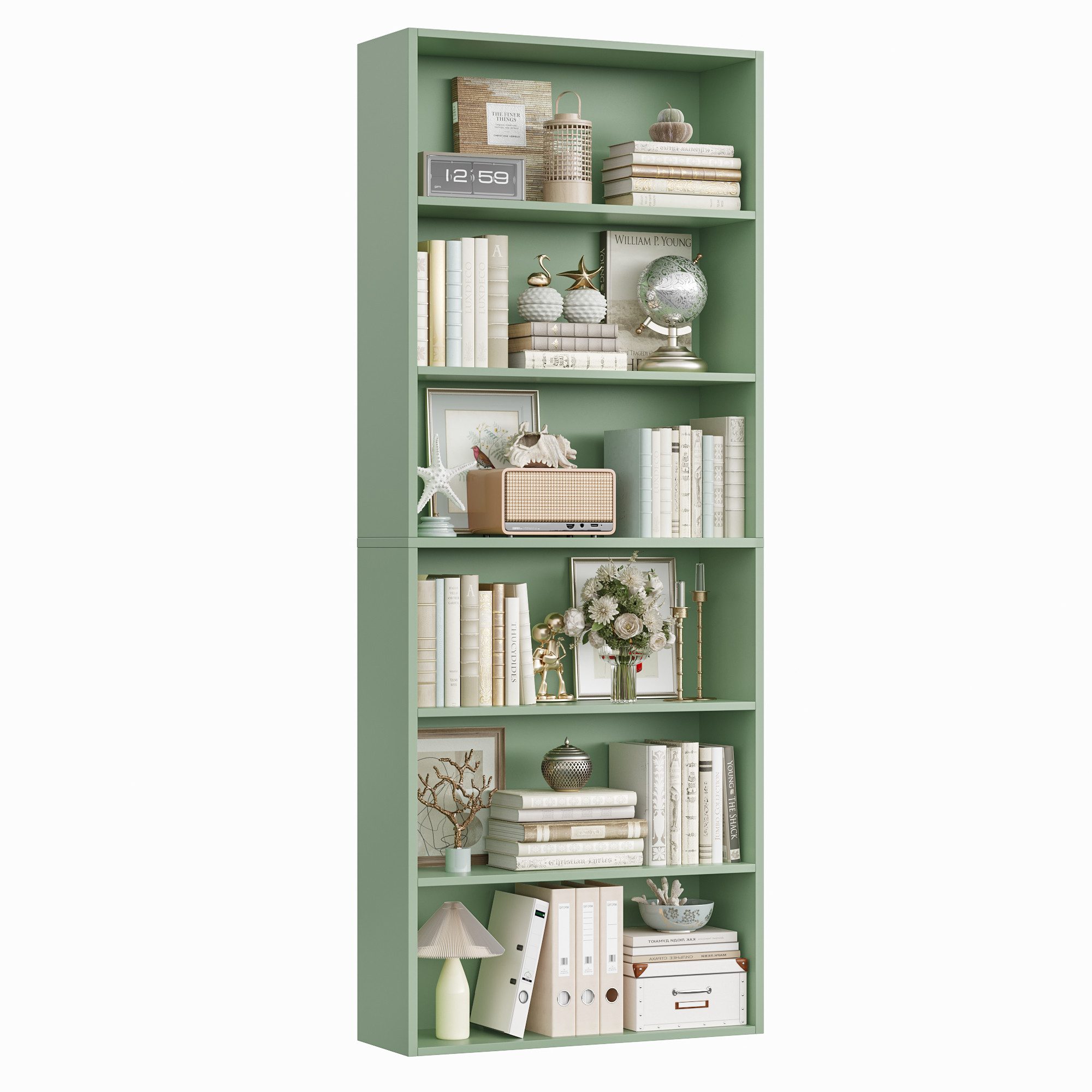 Homfa Bücherregal, Standregal Büroregal Raumteiler mit 6 Fächern Grün günstig online kaufen