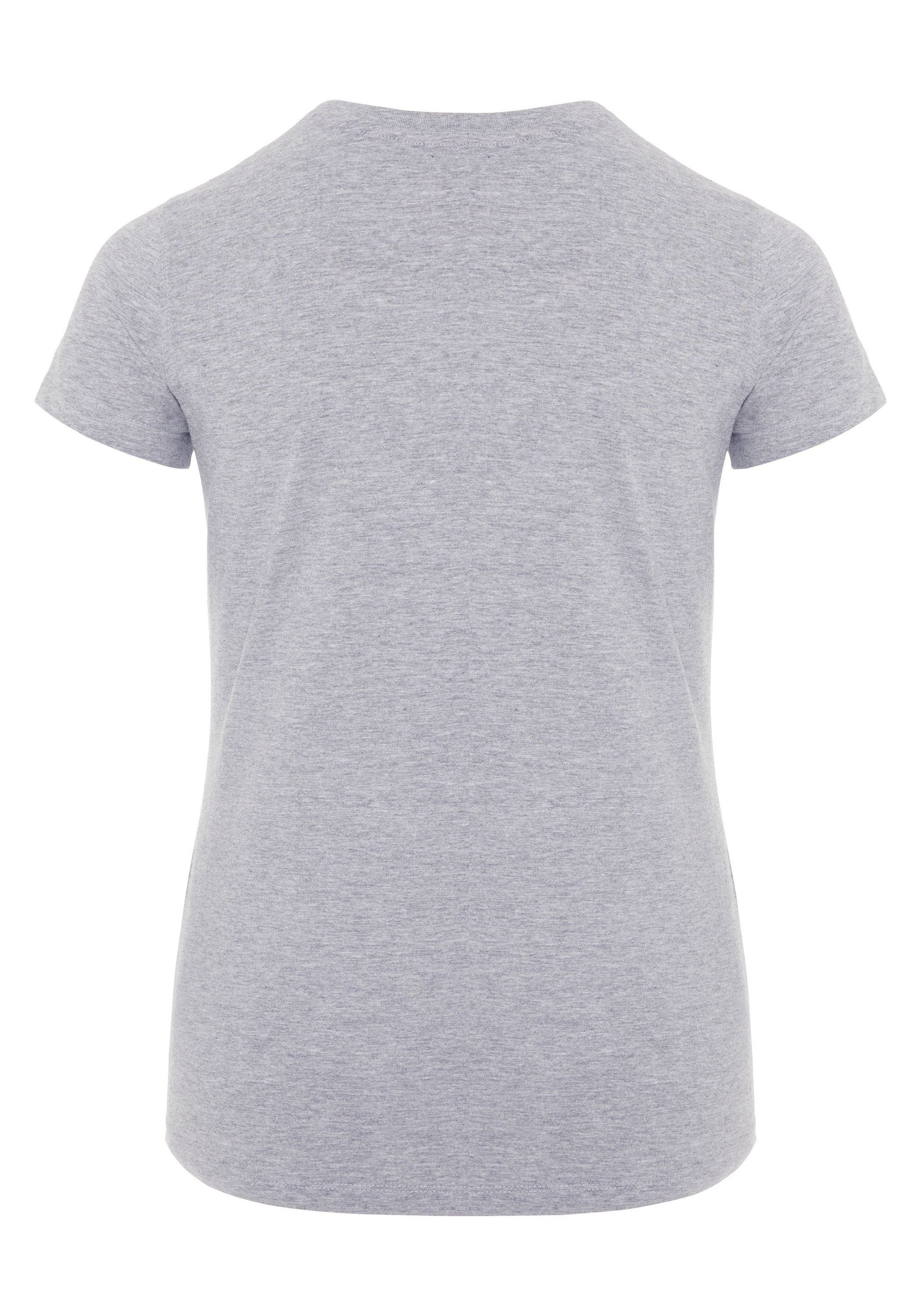 Oklahoma Jeans Neutral mit Gray Print-Shirt Melange 17-4402M Frontprint