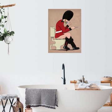 Posterlounge Wandfolie Wyatt9, Britischer Soldat auf der Toilette, Badezimmer Vintage Illustration