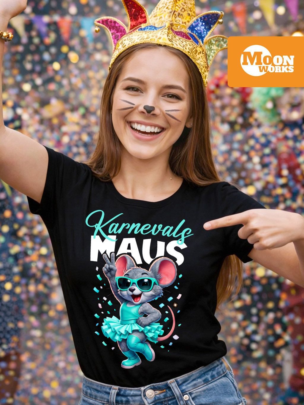MoonWorks Print-Shirt Damen T-Shirt Karnevalsmaus Gruppenkostüm Fasching Ka günstig online kaufen