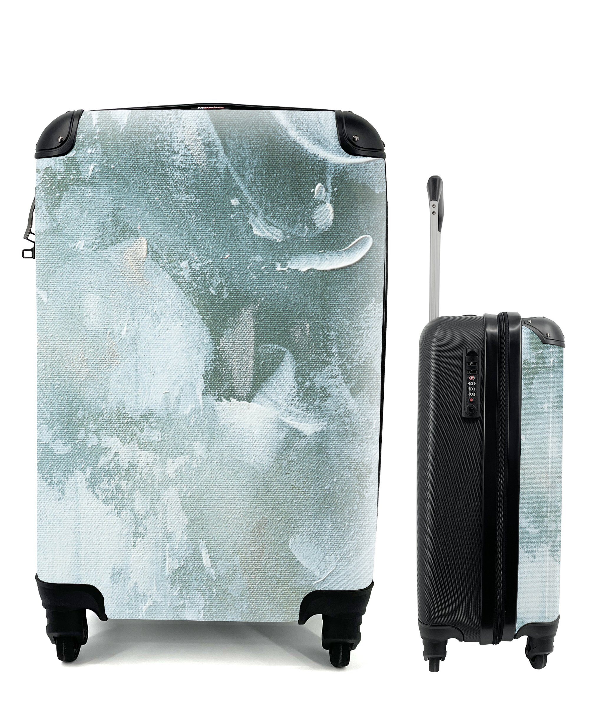 MuchoWow - Reisekoffer Ferien, Design, Acrylfarbe für Rollen, - Handgepäck Trolley, rollen, Reisetasche Handgepäckkoffer Abstrakt mit 4