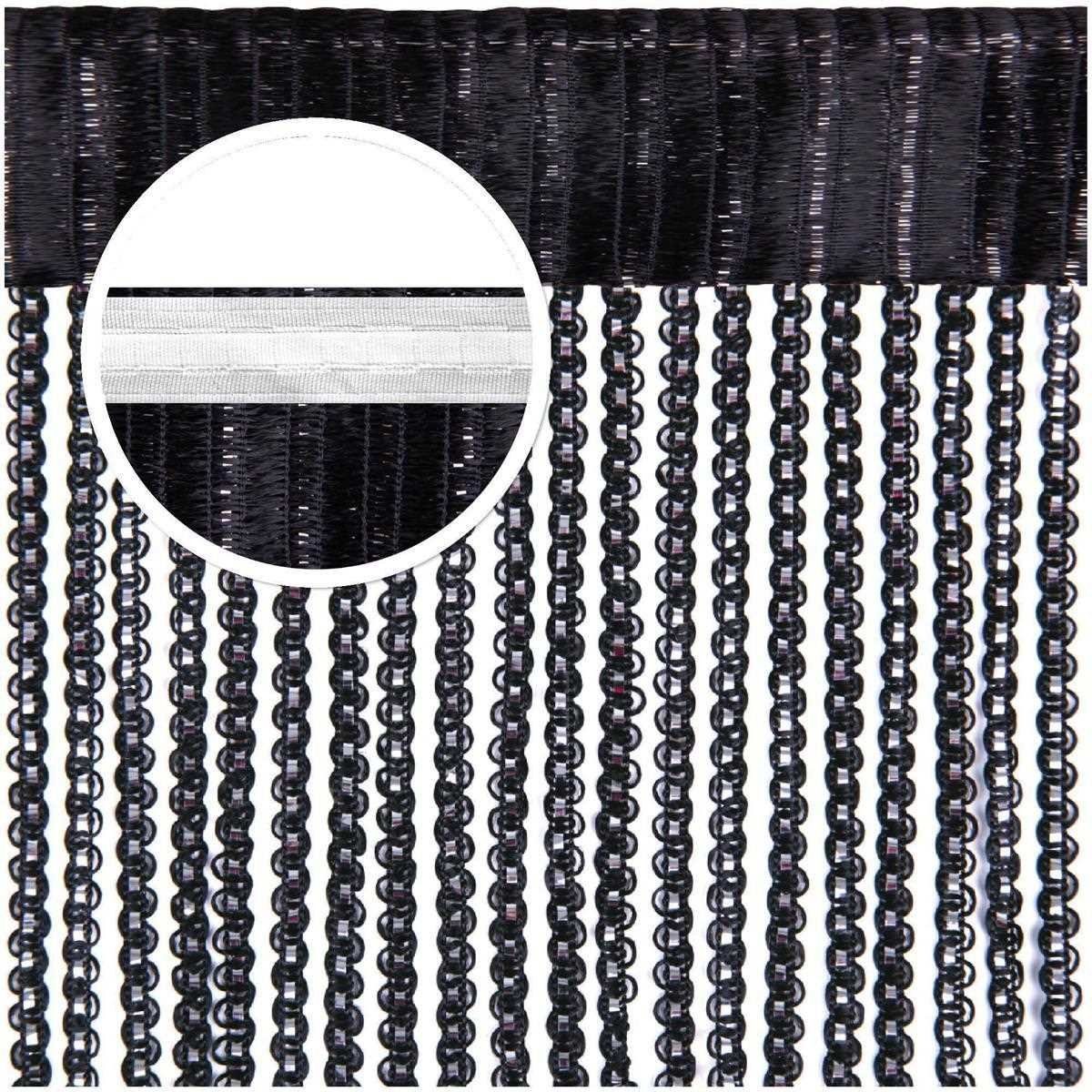 Vorhang, Arsvita, Kräuselband (1 St), und (BxL) transparent, 140cm x250cm Fadengardine mit Metallic-Streifen Stangendurchzug Schwarz