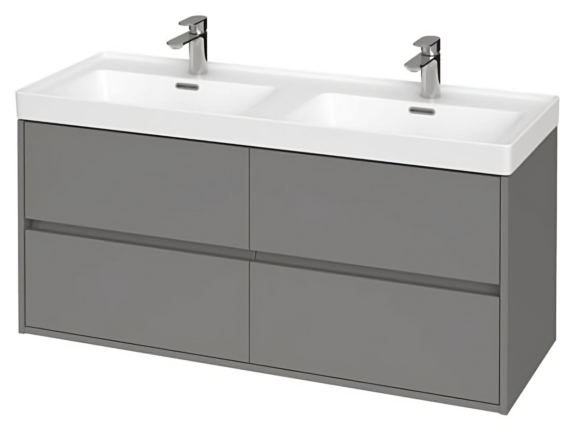 Badezimmerschrank Keramikwaschbecken Schubladen Badmöbel Waschbeckenunterschrank Set & mit Grau KOLMAN CREA 120