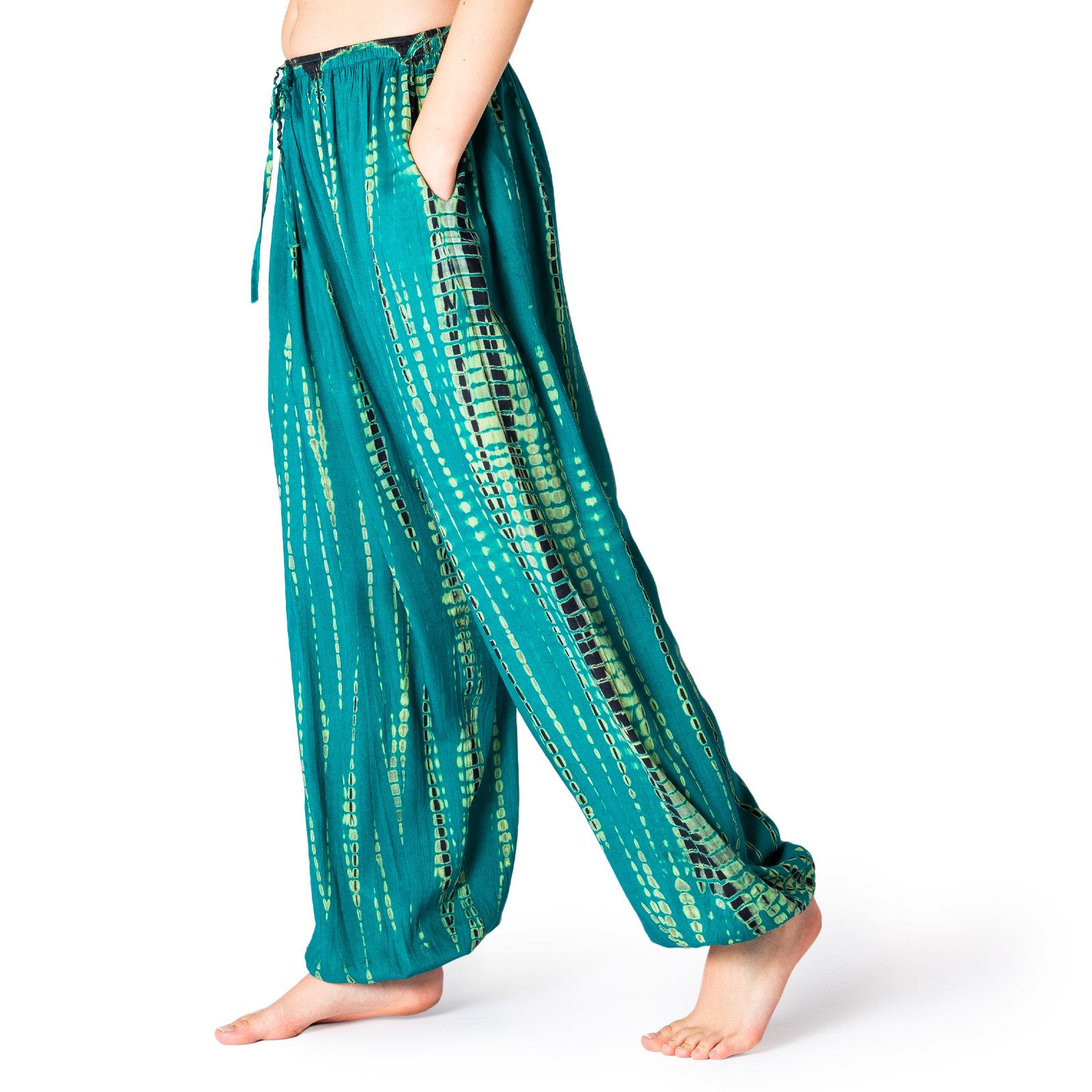PANASIAM Haremshose Tie-Dye Haremshose Sommerhose aus 100% Viskose Schlupfhose mit Taschen Freizeithose Unisex Lounge-Hose lockere Strandhose Pumphose Jogger