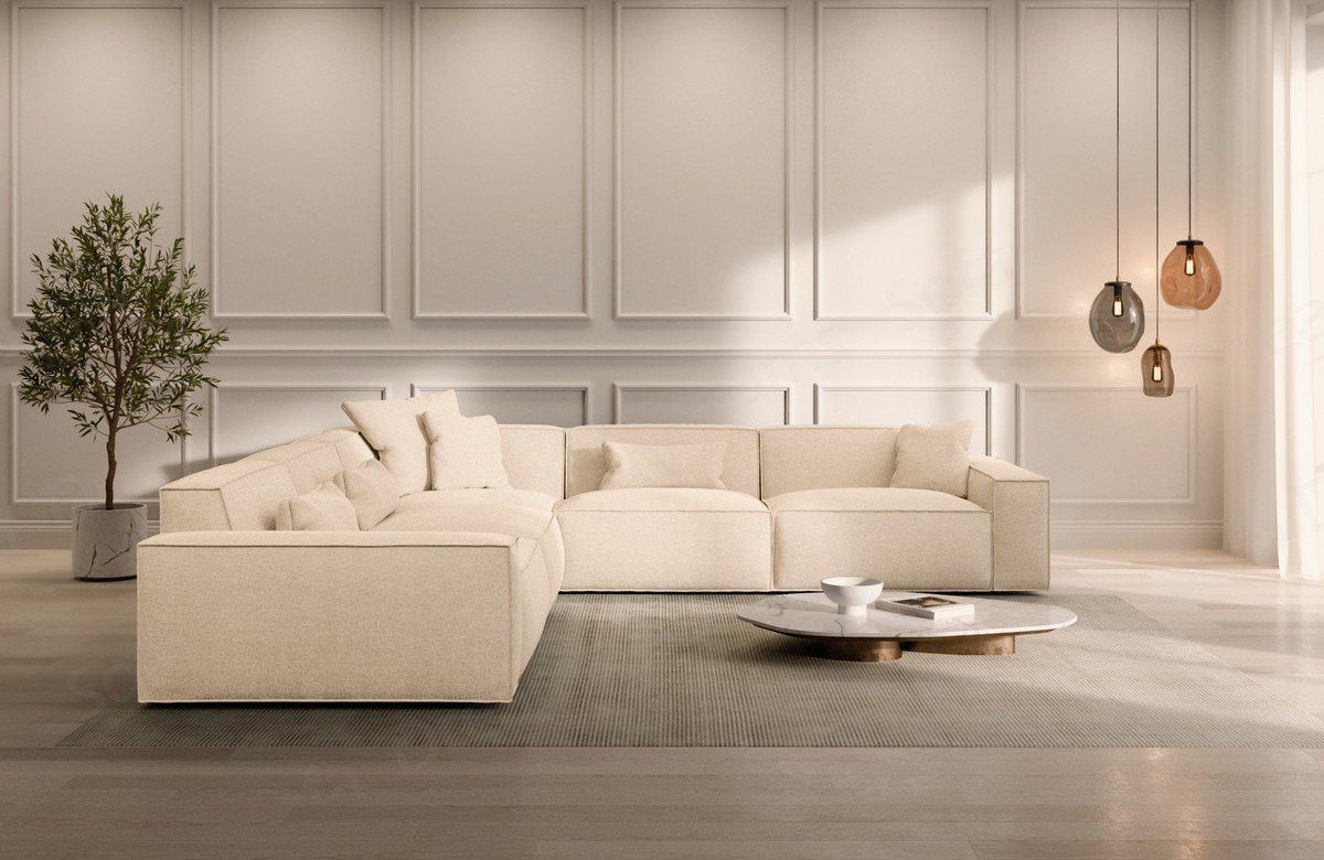 Sofa Dreams Ecksofa Stoffsofa Polsterecksofa Formenta L Form Struktursofa Stoff Sofa, Loungesofa beige02