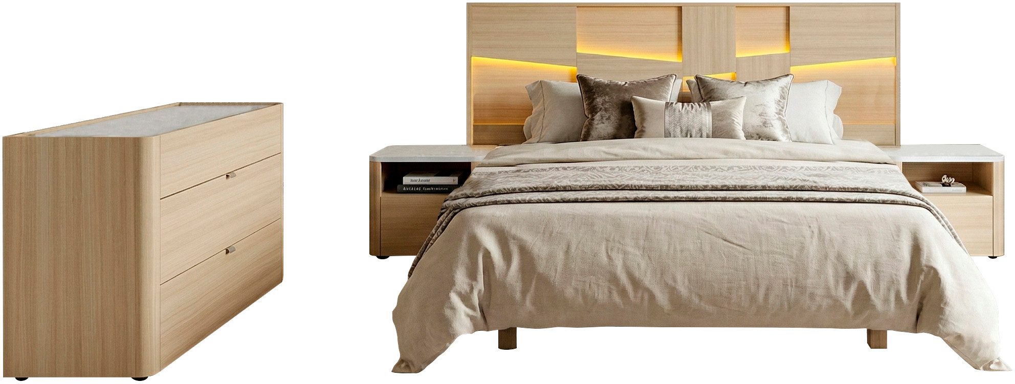 Gami Schlafzimmer-Set SILVA, (4-tlg), Ein funktionales und ästhetisches Schlafzimmer