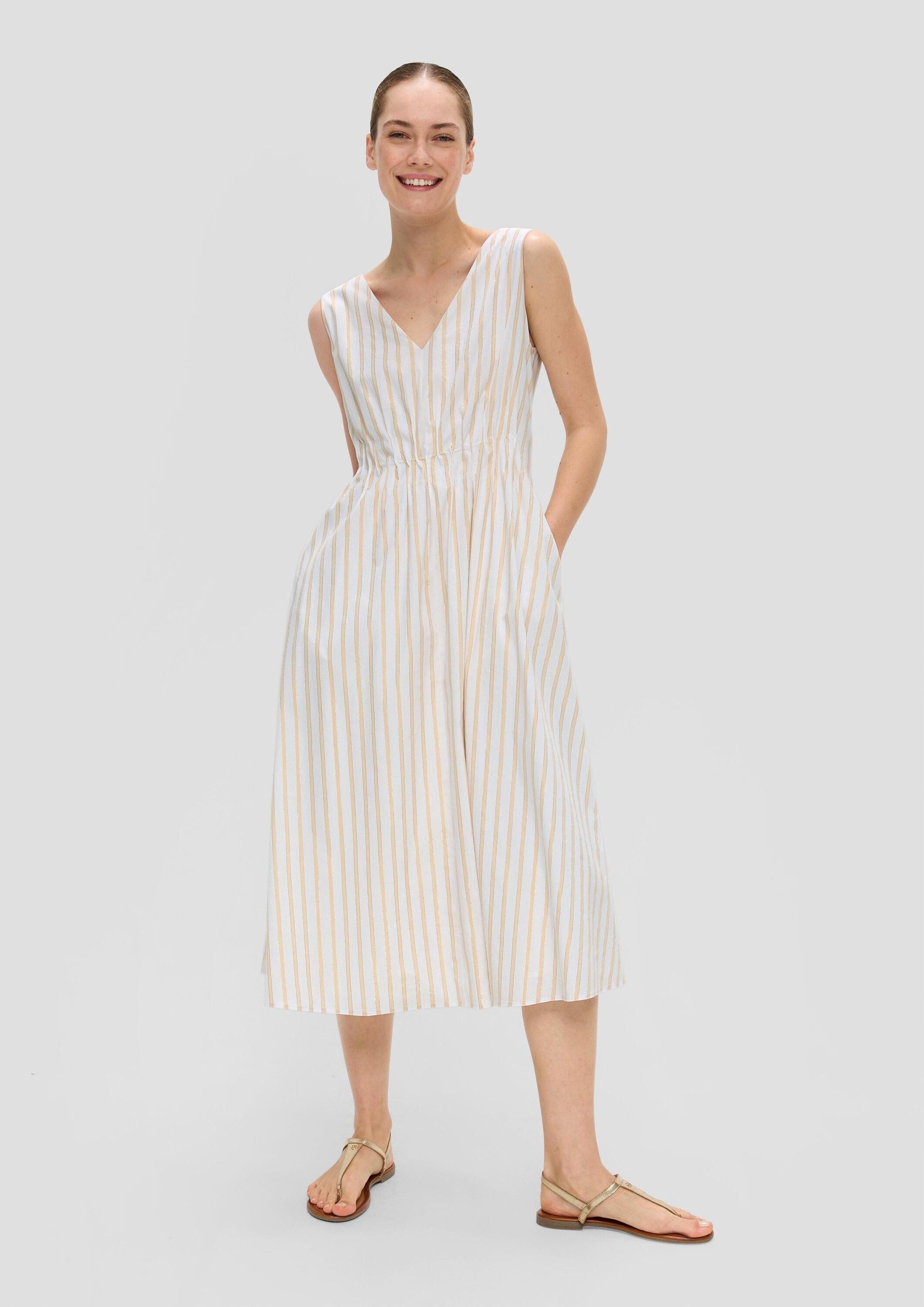 s.Oliver Midikleid Kleid Baumwollkleid mit Metallic-Streifenmuster und Eing günstig online kaufen