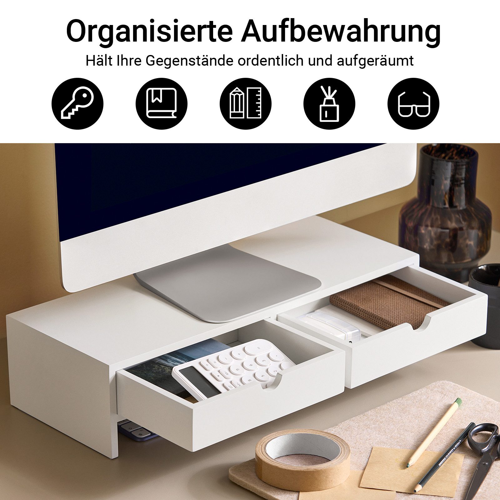 SoBuy Monitor-Halterung BBF02, Schreibtisch Organizer Bildschirmerhöhung Monitor Ständer, (Bildschirm Ständer Monitorerhöhung Bildschirmerhöher Monitorständer) – Bild 3 von 5