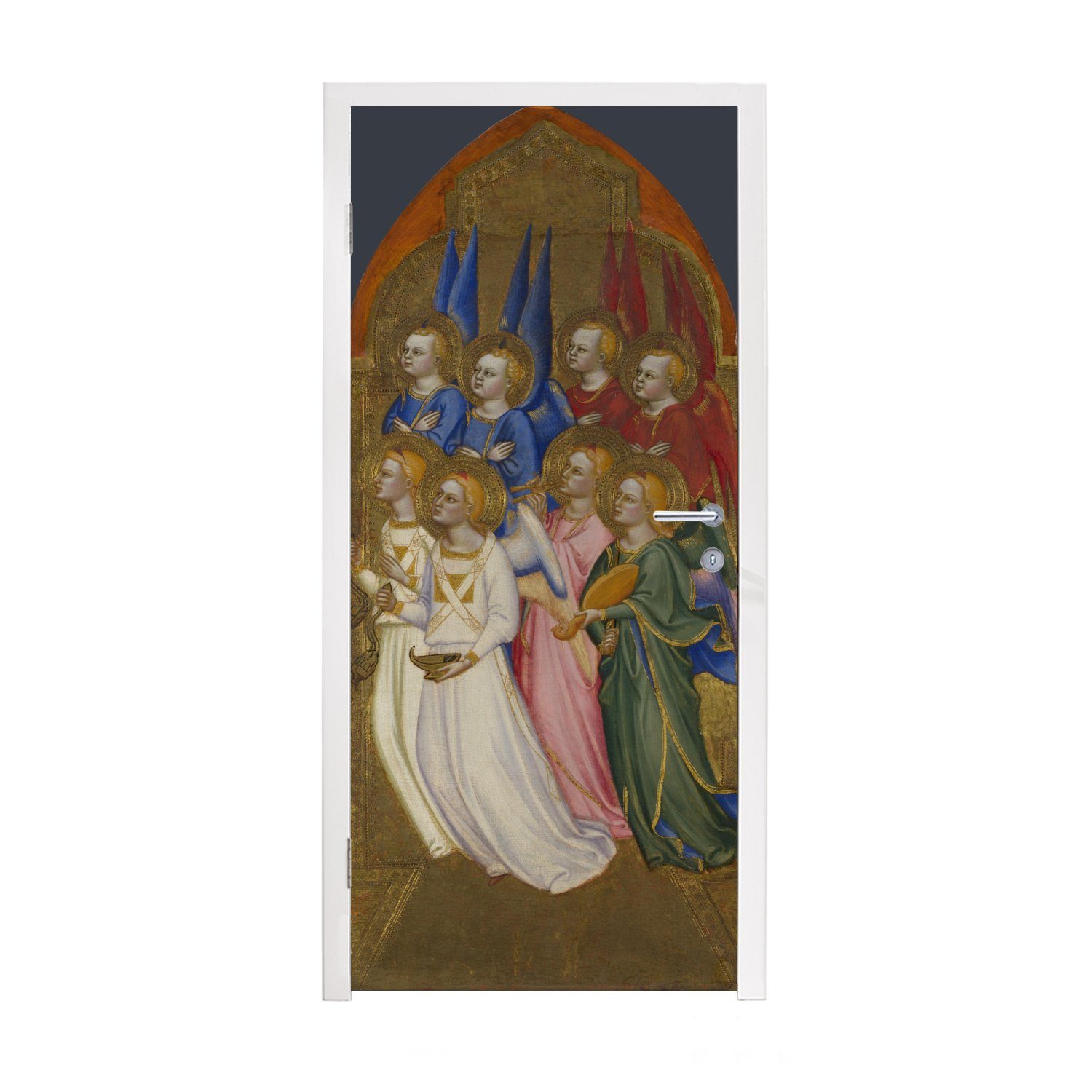 MuchoWow Türtapete Seraphim, Cherubim und anbetende Engel - Gemälde von Jacopo di cione, Matt, bedruckt, (1 St), Fototapete für Tür, Türaufkleber, 75x205 cm