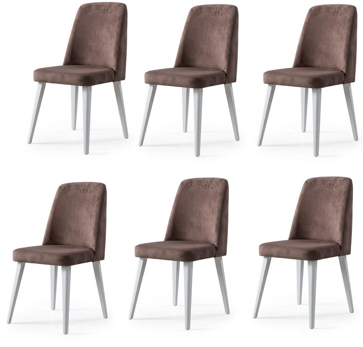 Xlmoebel Sitzgruppe Elegantes Stuhl-Set mit 6 bequemen, braunen Holzstühlen, Made in Europa