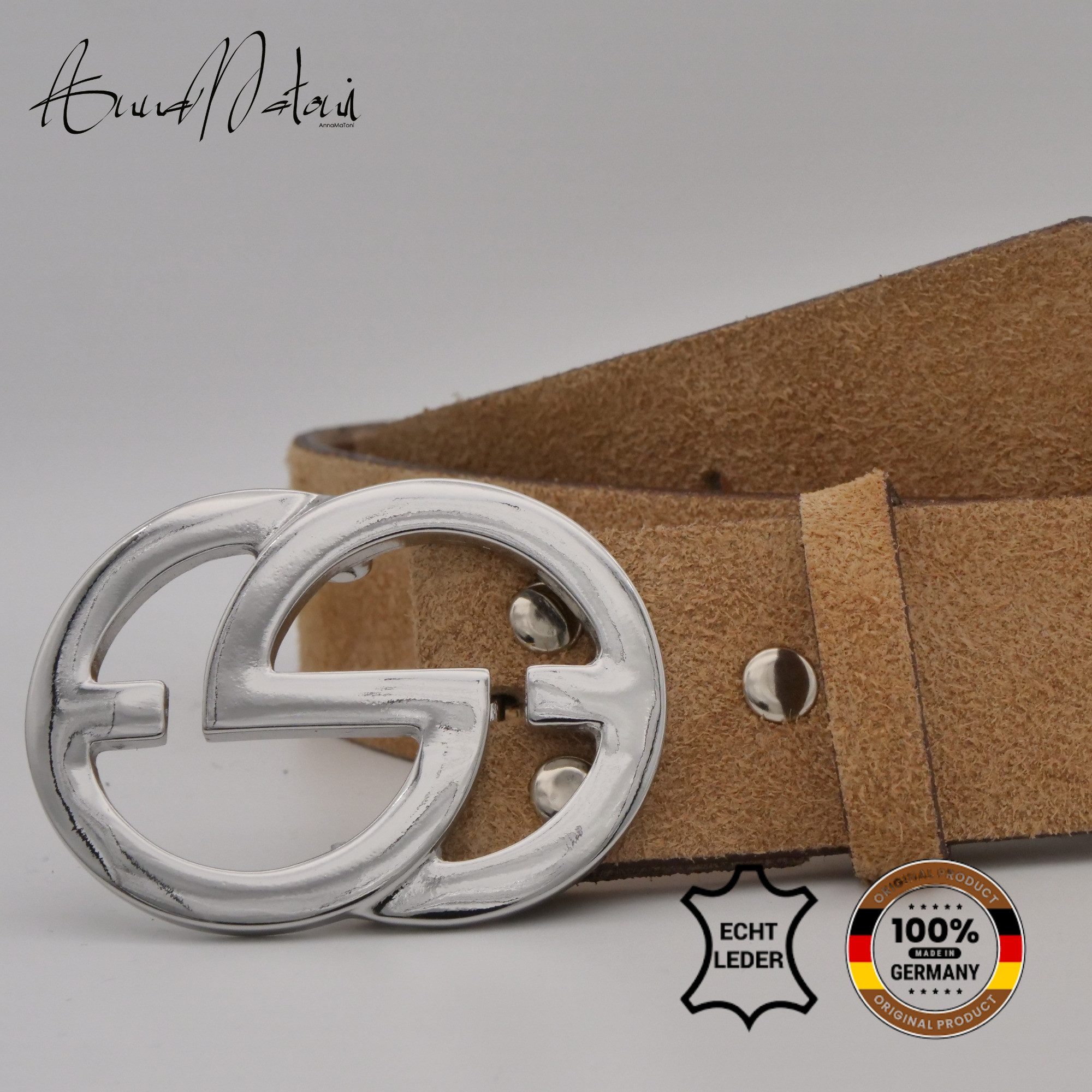 AnnaMatoni Ledergürtel AnnaMatoni Damen Ledergürtel in hochwertigem Velour Leder 4cm