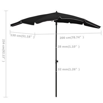 vidaXL Balkonsichtschutz Sonnenschirm mit Mast 200x130 cm Schwarz