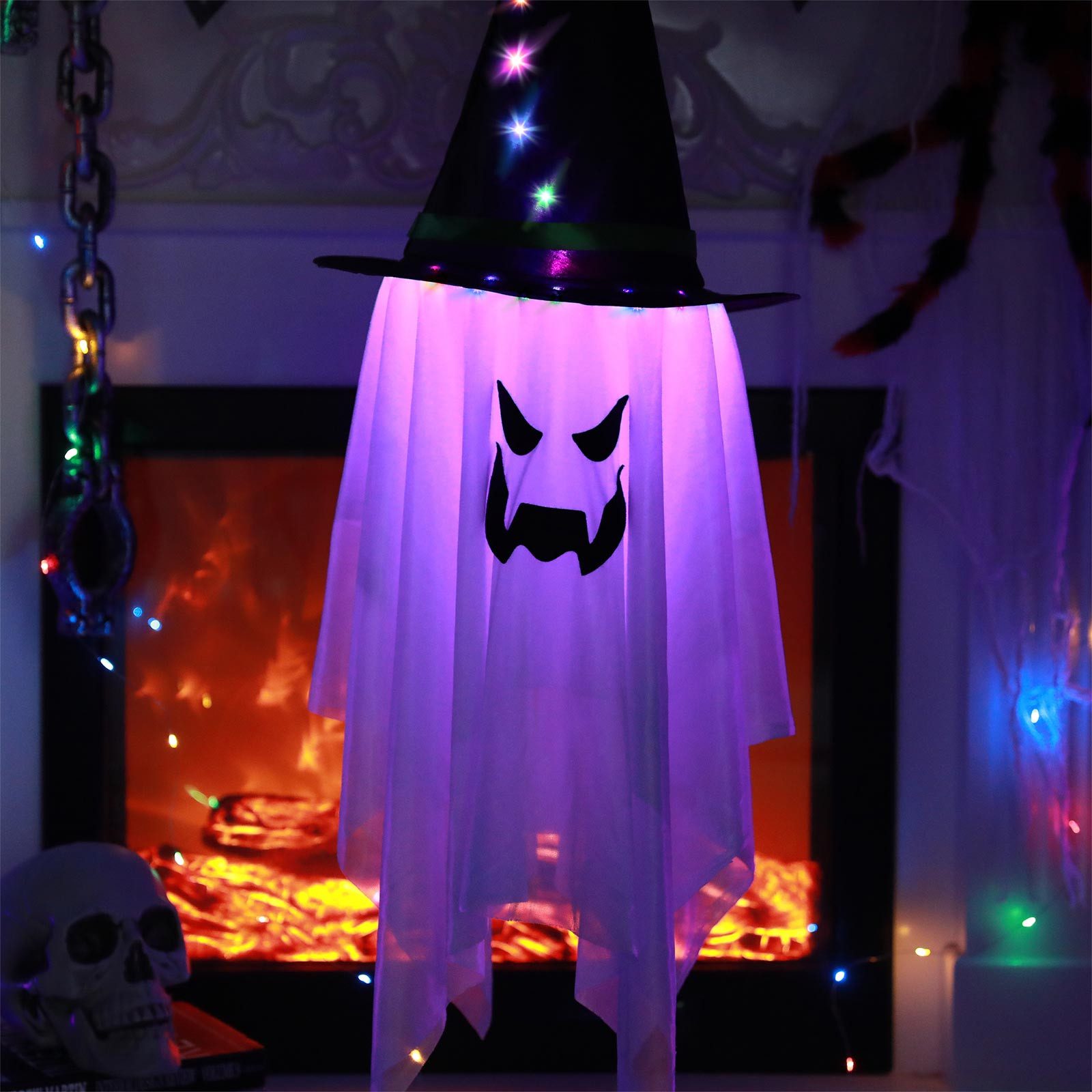 MUPOO LED-Lichterkette Halloween Dekorationen,LED-Geisterlampe, Geisterlich günstig online kaufen