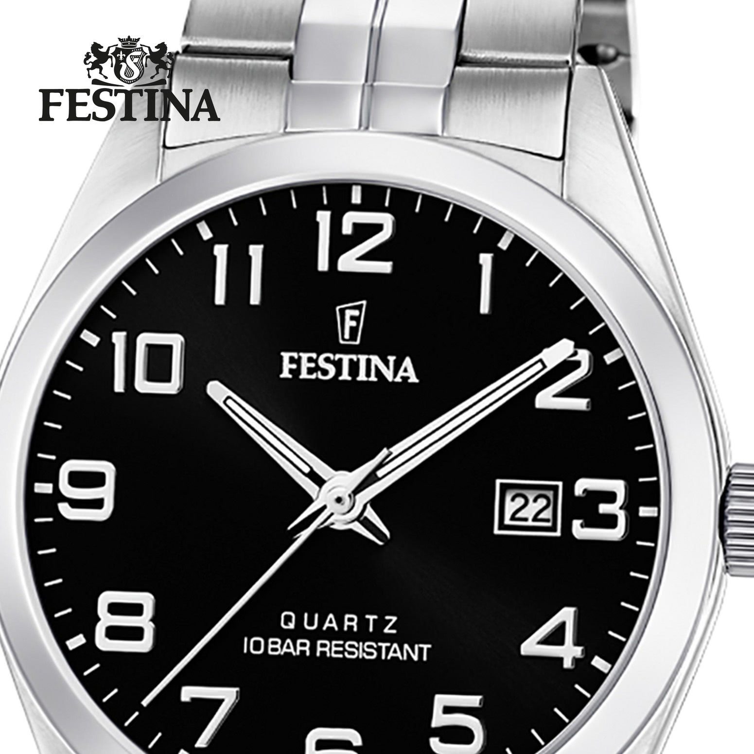 Uhr Quarzuhr Armbanduhr F20437/4 Herren Festina Edelstahl, Festina Edelstahlarmband Herren rund, silber