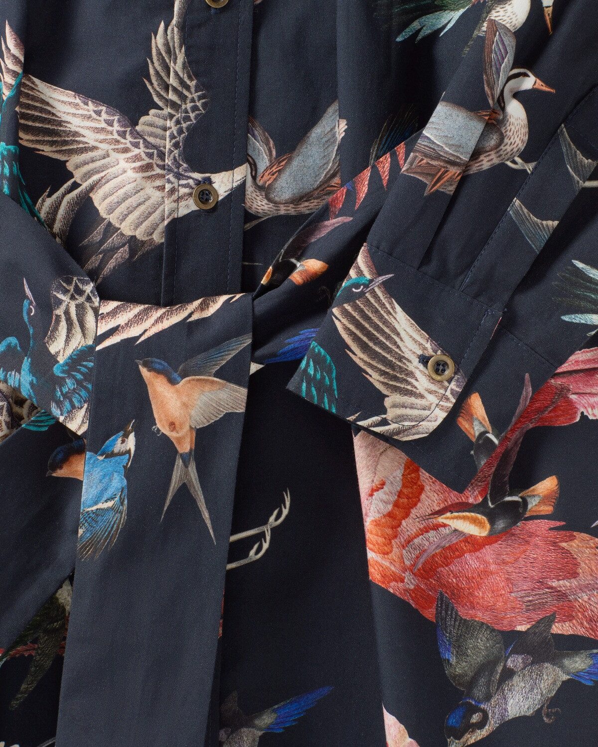 Brigitte von Schönfels Midikleid Hemdblusenkleid mit Vogelmotiven