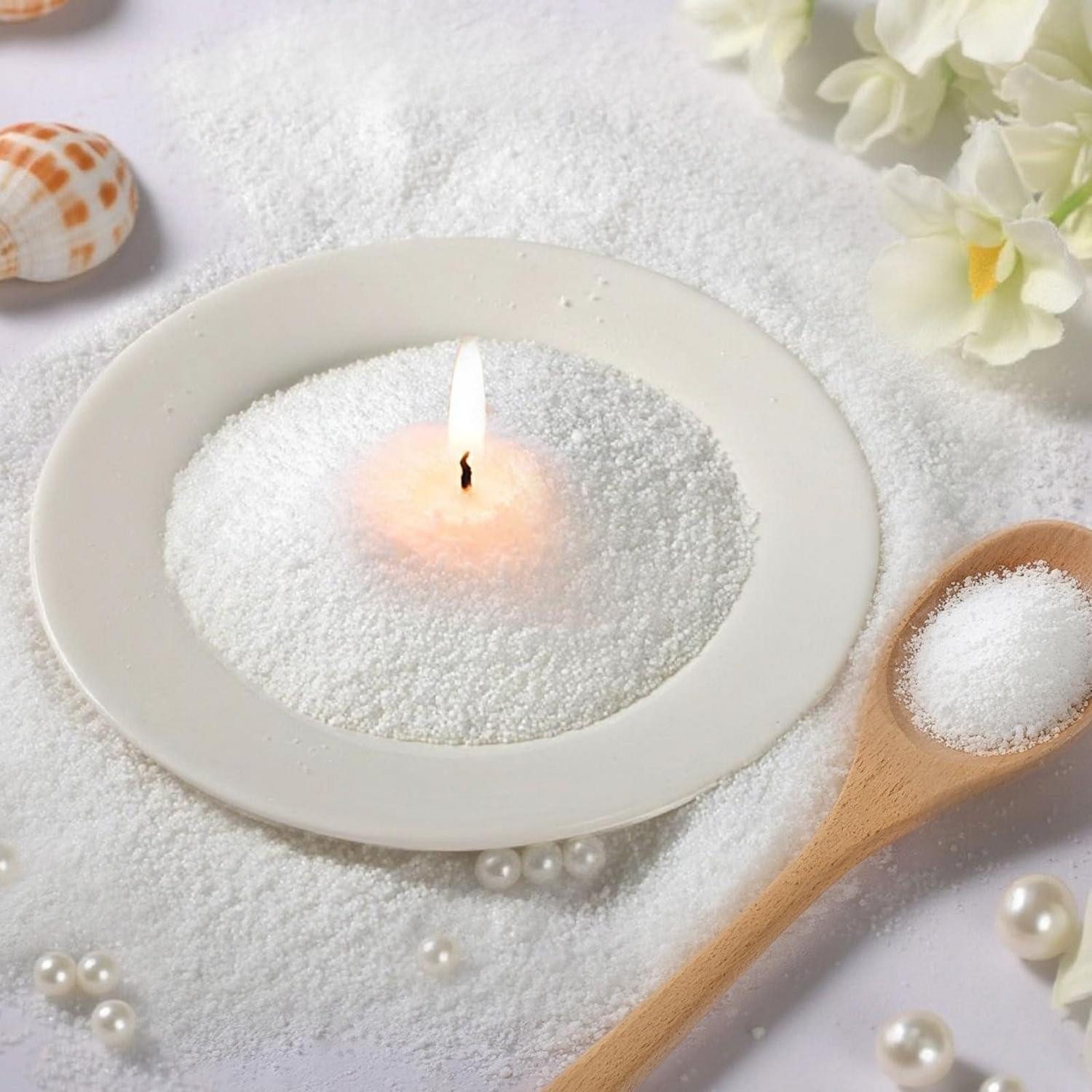 LuxusKollektion Formkerze Kerzenguss Sand 500g mit Docht weiß