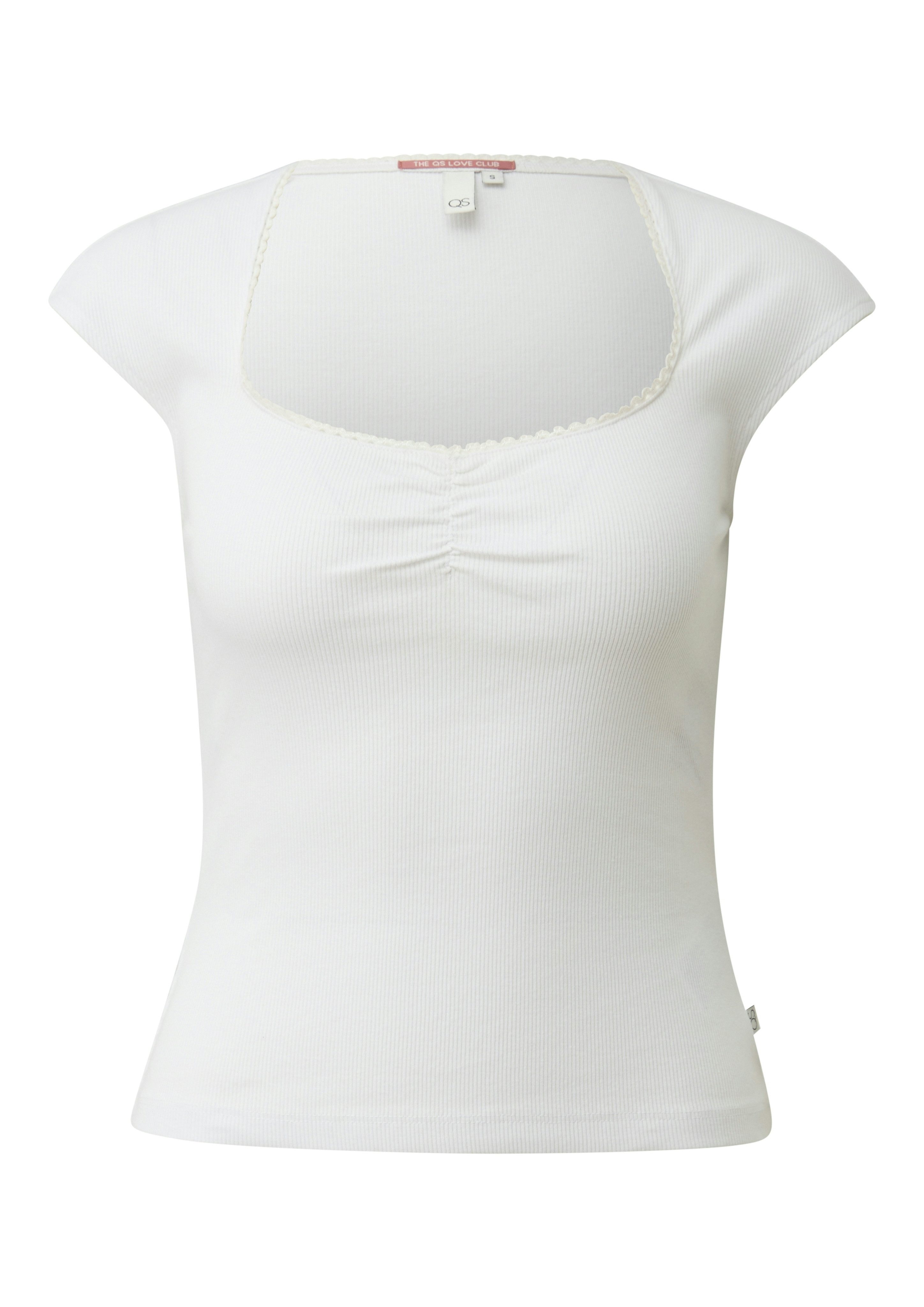 QS Kurzarmshirt mit eckigem Ausschnitt und Häkelkante – Bild 4 von 4