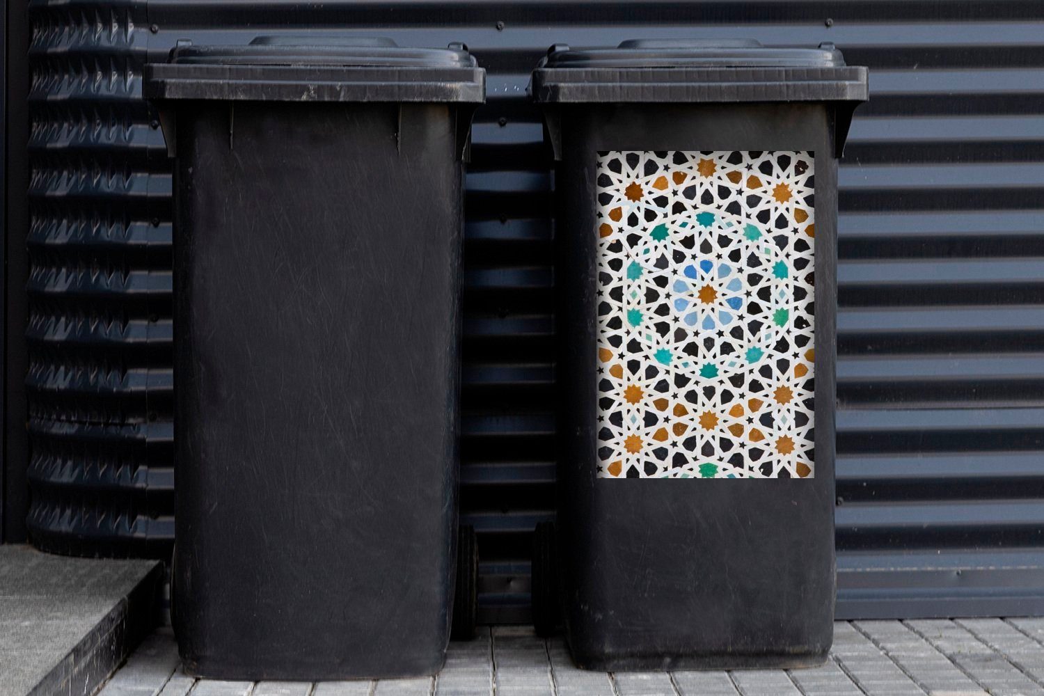 Mülleimer-aufkleber, Container, Mosaikdetail Mülltonne, Wandsticker MuchoWow Ein marokkanisches St), Sticker, (1 Abfalbehälter