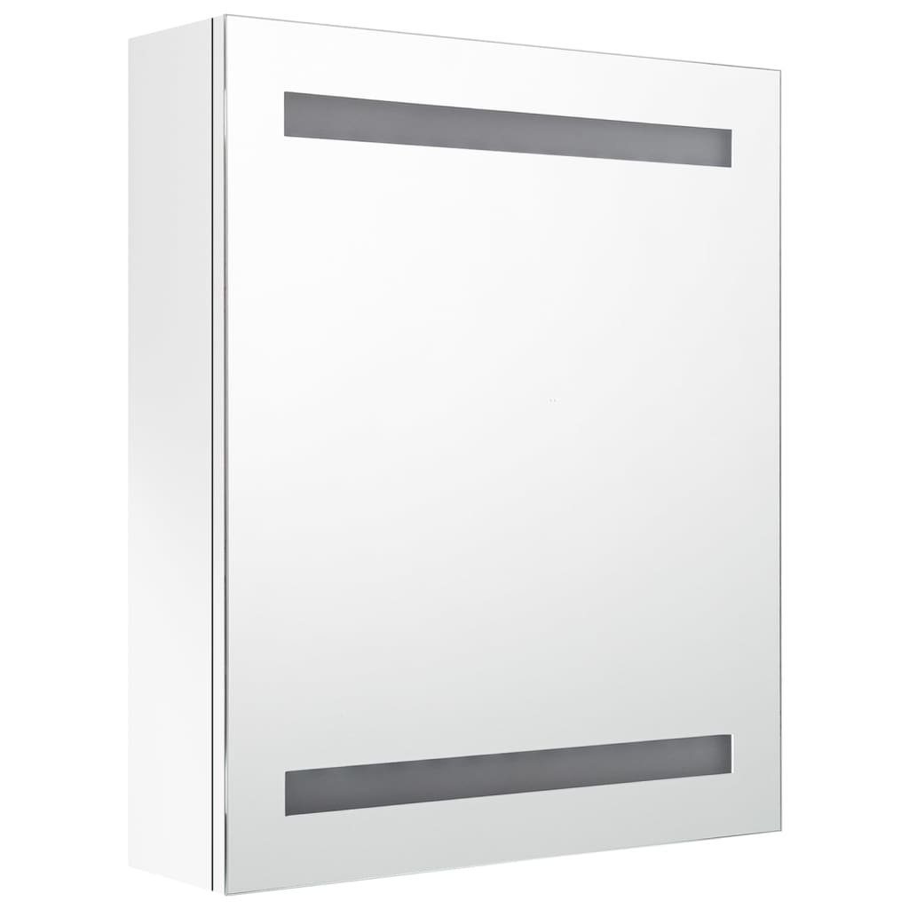 vidaXL Spiegel LED-Bad-Spiegelschrank Glänzendes Weiß 50x14x60 LED-Bele Badezimmer cm Hochglanz-Weiß