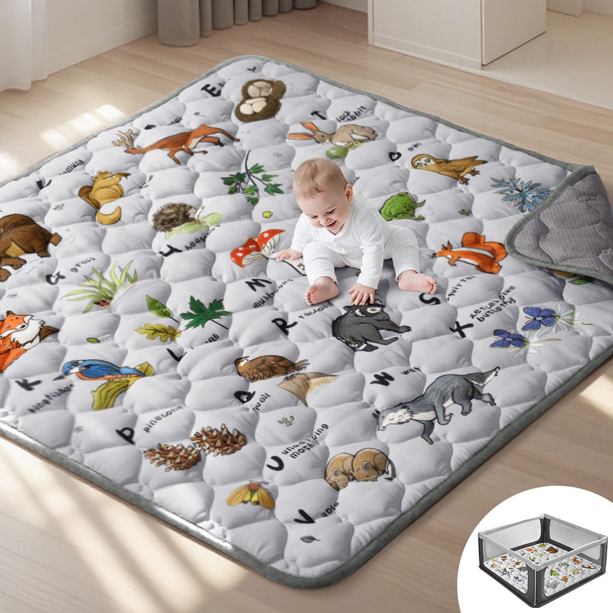 Comomy Spielmatte (125*125 cm, 1-St., Krabbelmatte Boden Spielunterlage Lau günstig online kaufen