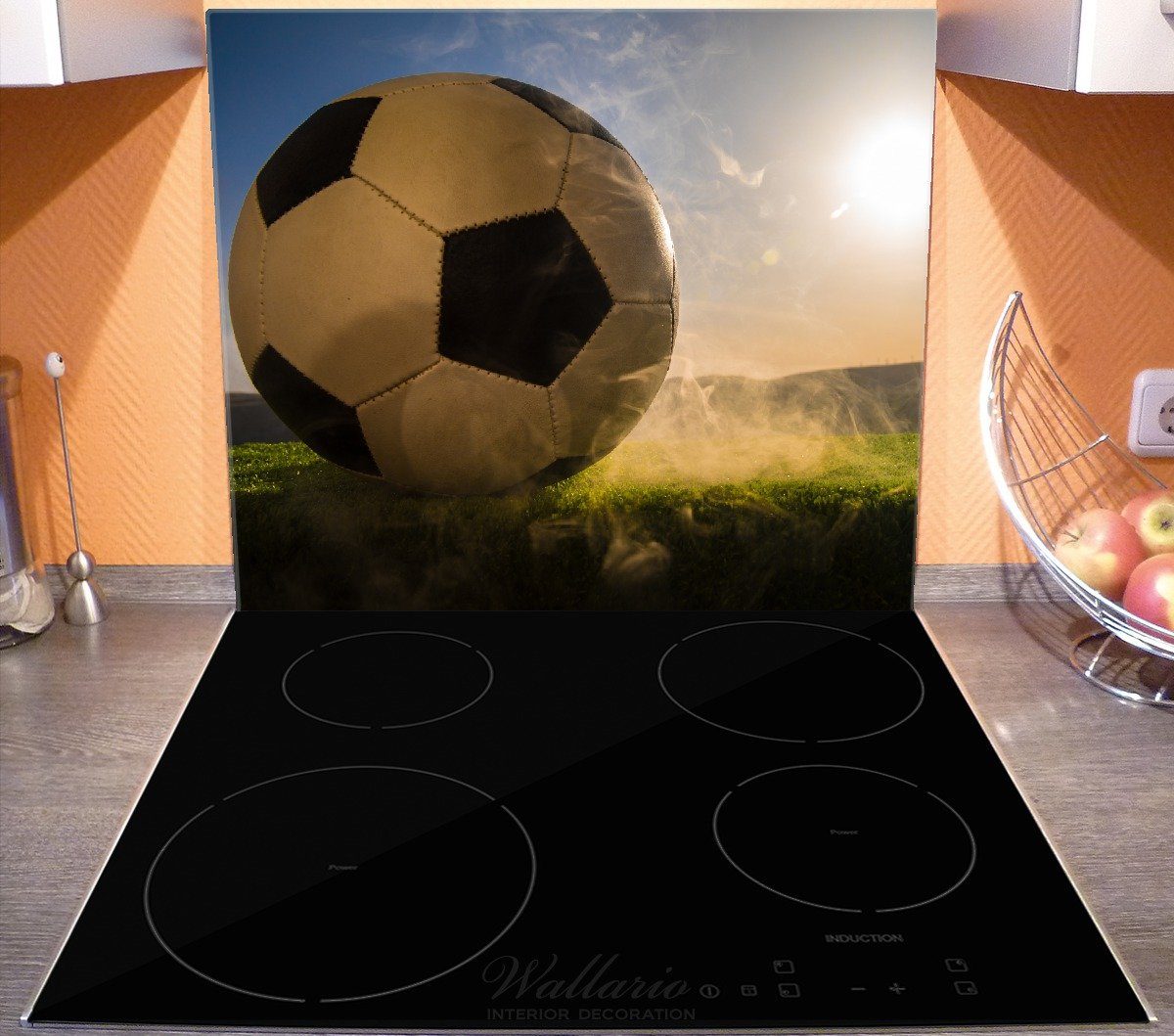 Wallario Herd-Abdeckplatte Fußball 1 bei Sonnenuntergang, tlg., Noppen), 5mm verschiedene ESG-Sicherheitsglas, (Glasplatte, inkl. Größen
