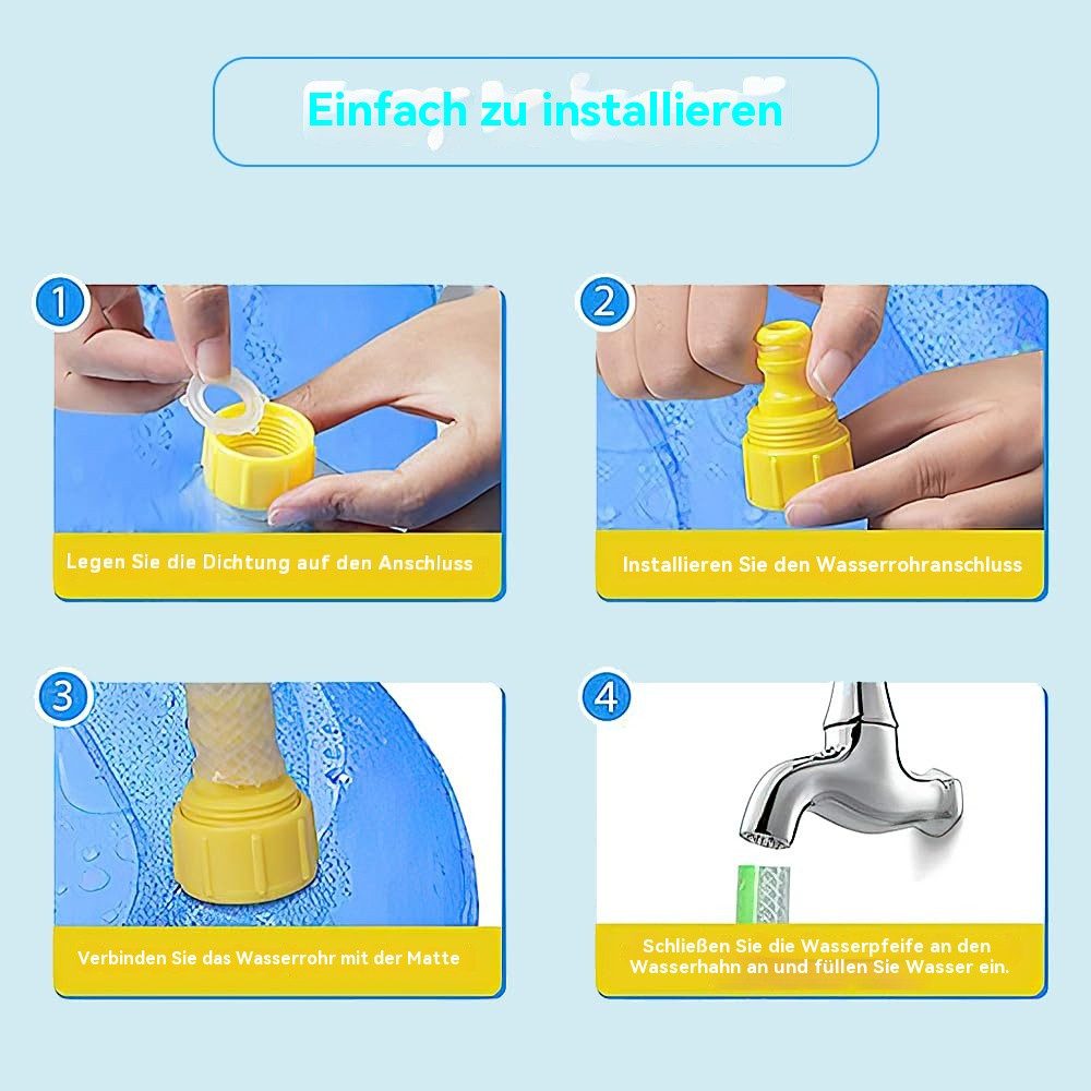 Blusmart Spielmatte Wassermatte Kinder Wasserspielmatte mit Sprinkler (Spritzschutz-Spielmatte – langlebiges, Höhenverstellbares Wasser), Sommer Wasserspielzeug – Bild 5 von 5