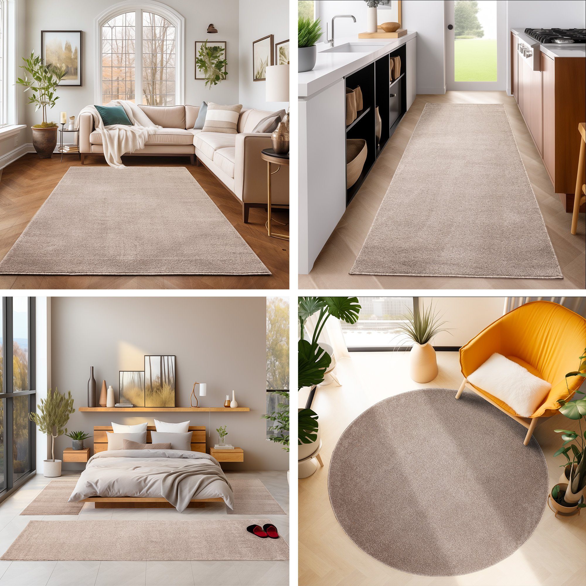 SIMPEX24 Teppich Unicolor - Einfarbig, Rund, Höhe: 11 mm, Einfarbig Kurzflo günstig online kaufen