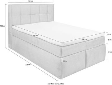 ED EXCITING DESIGN Boxspringbett Ontario, inkl. Duo-Matratze, in den Längen 200cm & 220cm erhältlich